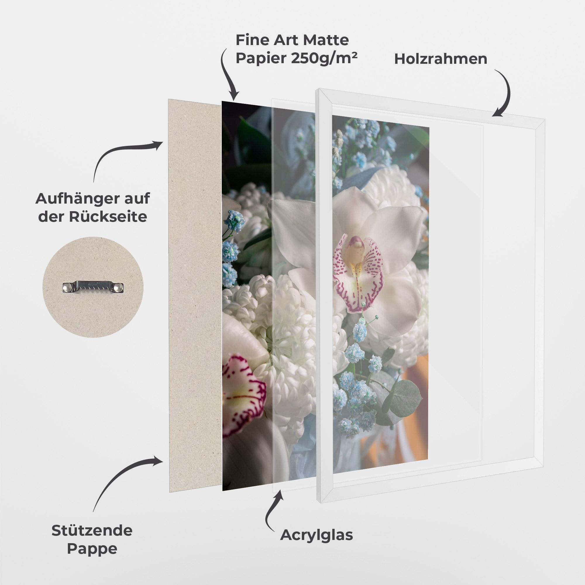 Gerahmte Poster White Orchid With Blue mockup 1