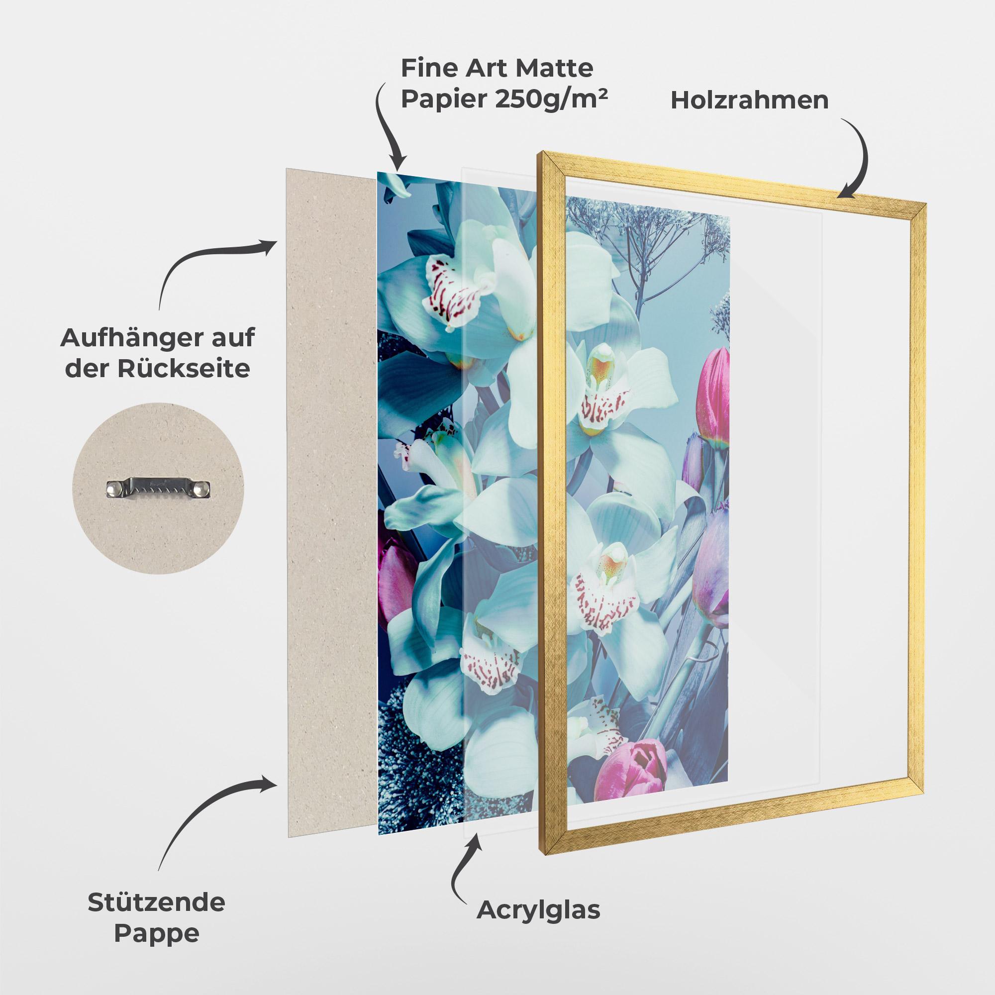 Gerahmte Poster Light Blue Orchids mockup 1