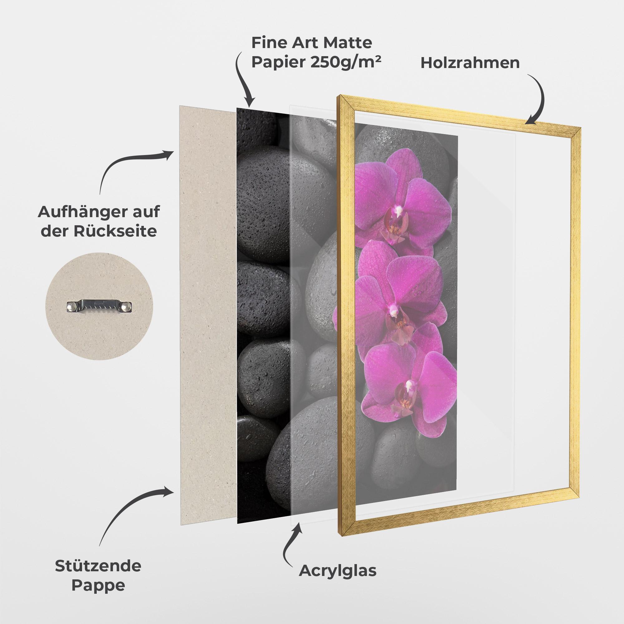 Gerahmte Poster Purple Orchid On Rocks mockup 1