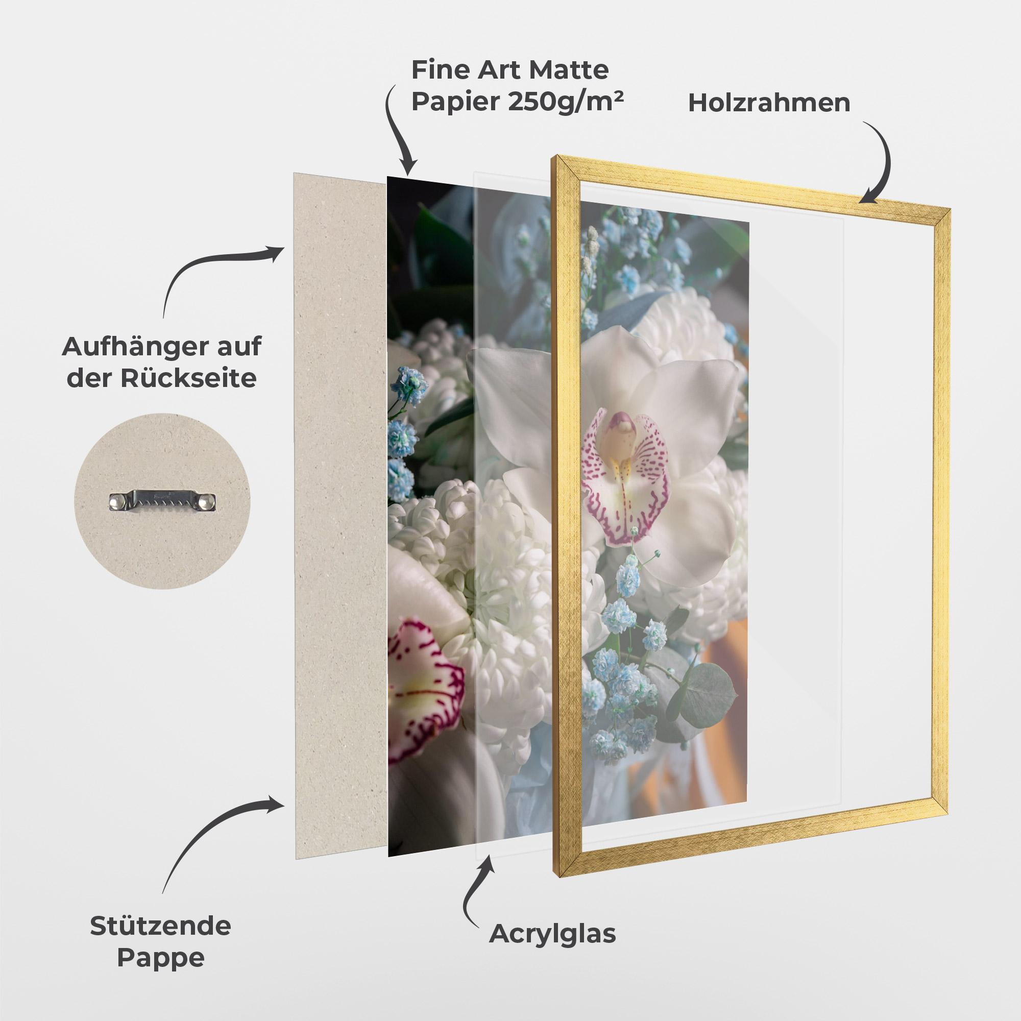 Gerahmte Poster White Orchid With Blue mockup 1