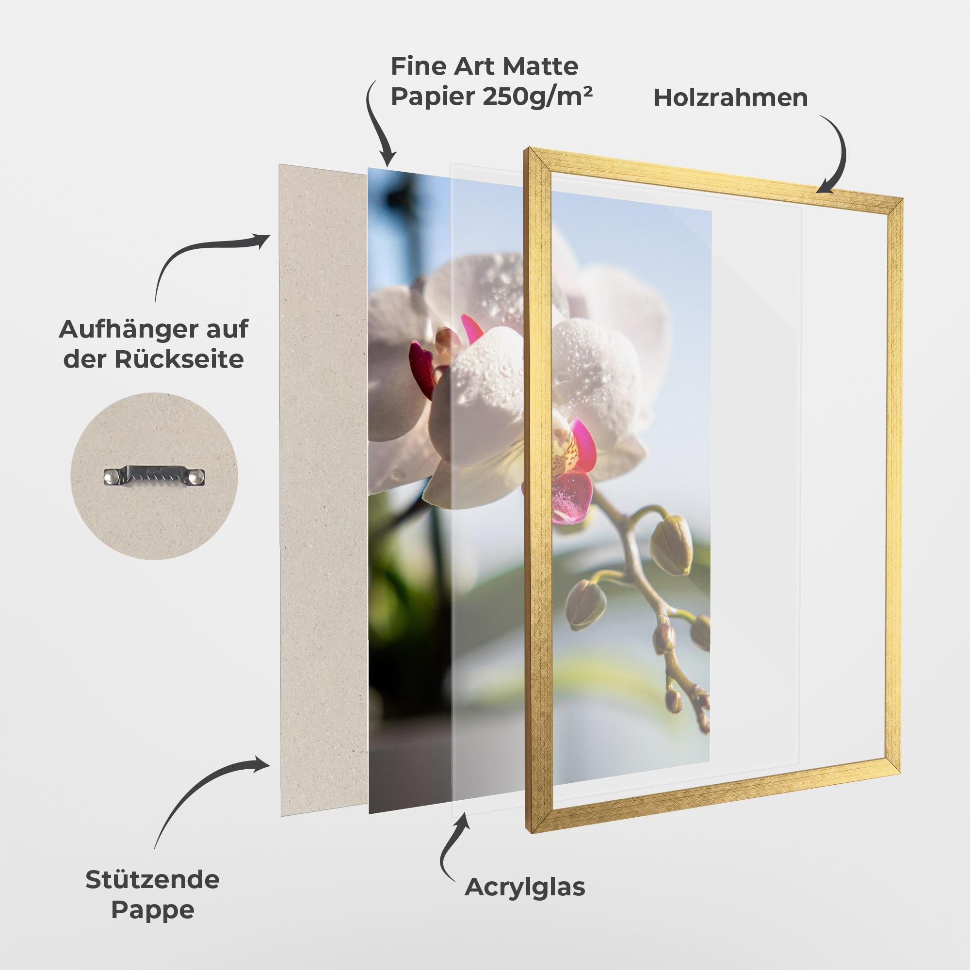Gerahmte Poster White Orchid With Water mockup 1