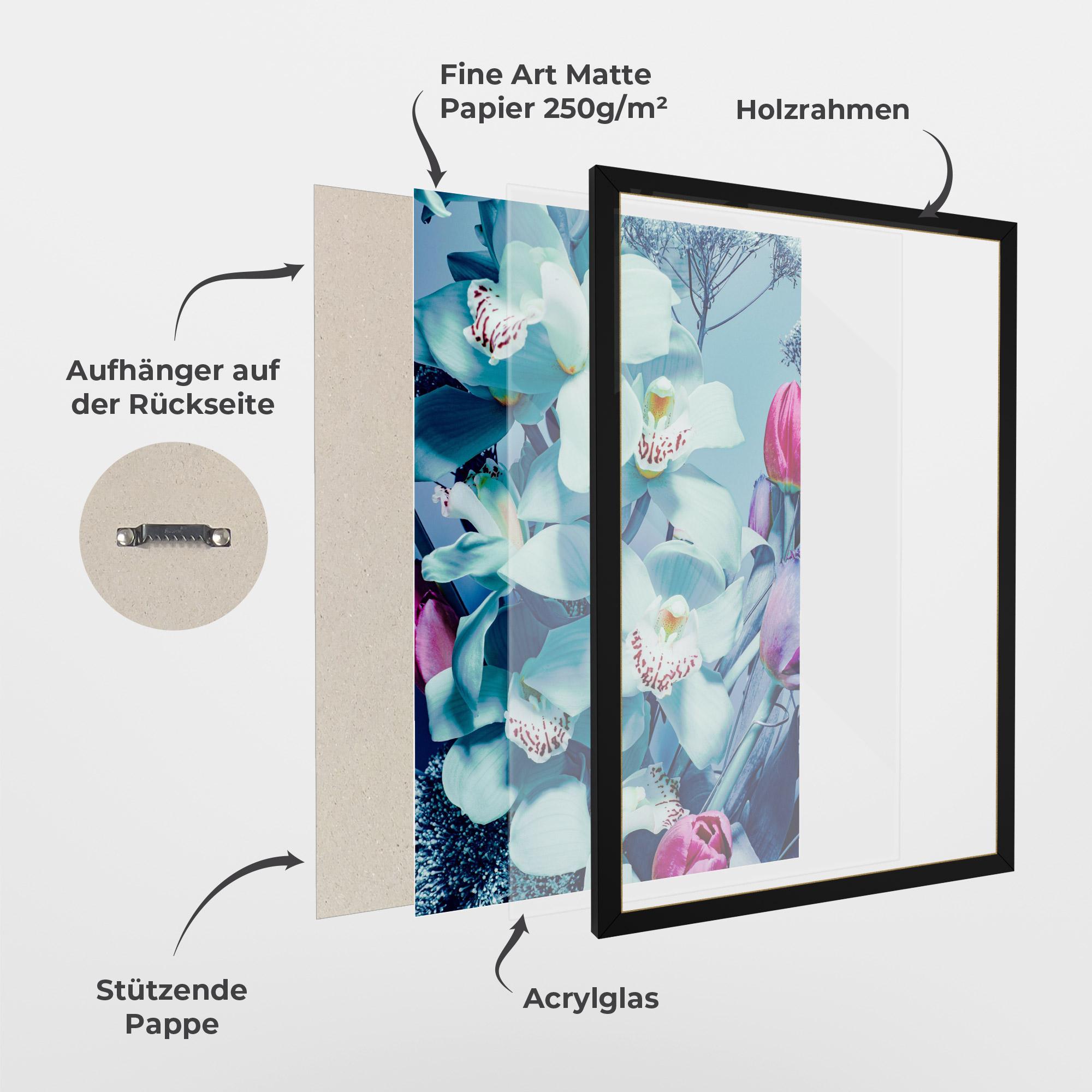 Gerahmte Poster Light Blue Orchids mockup 1
