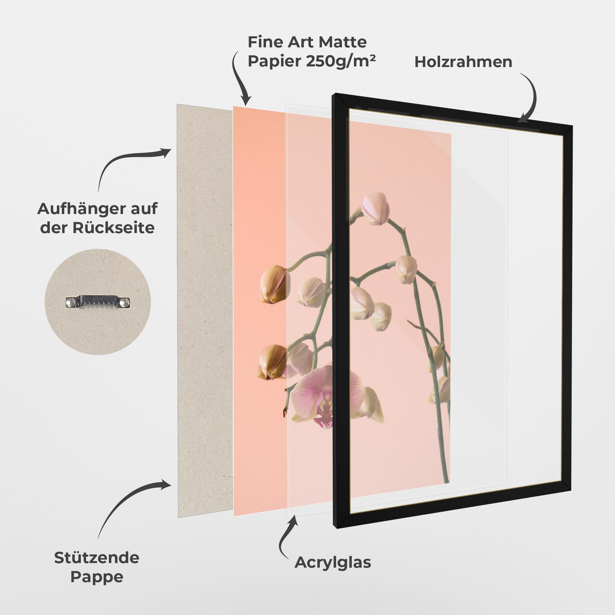 Gerahmte Poster Orchids On Pink mockup 1