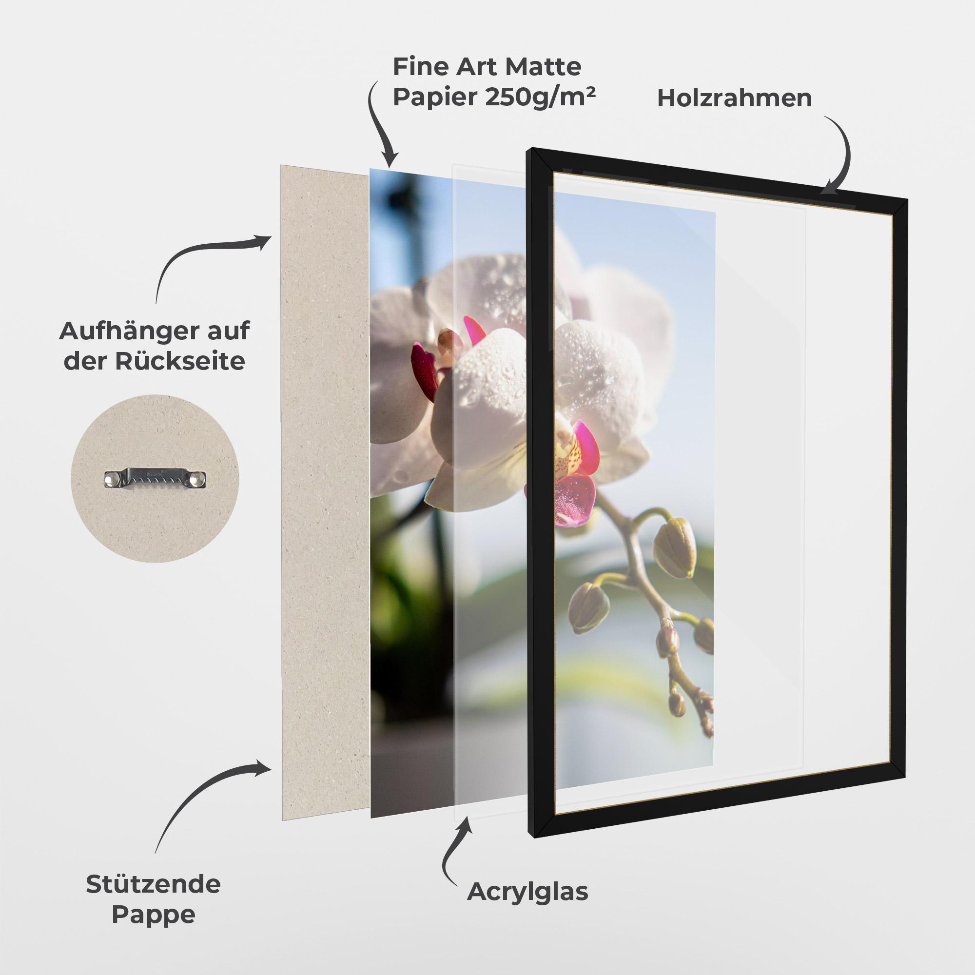 Gerahmte Poster White Orchid With Water mockup 1