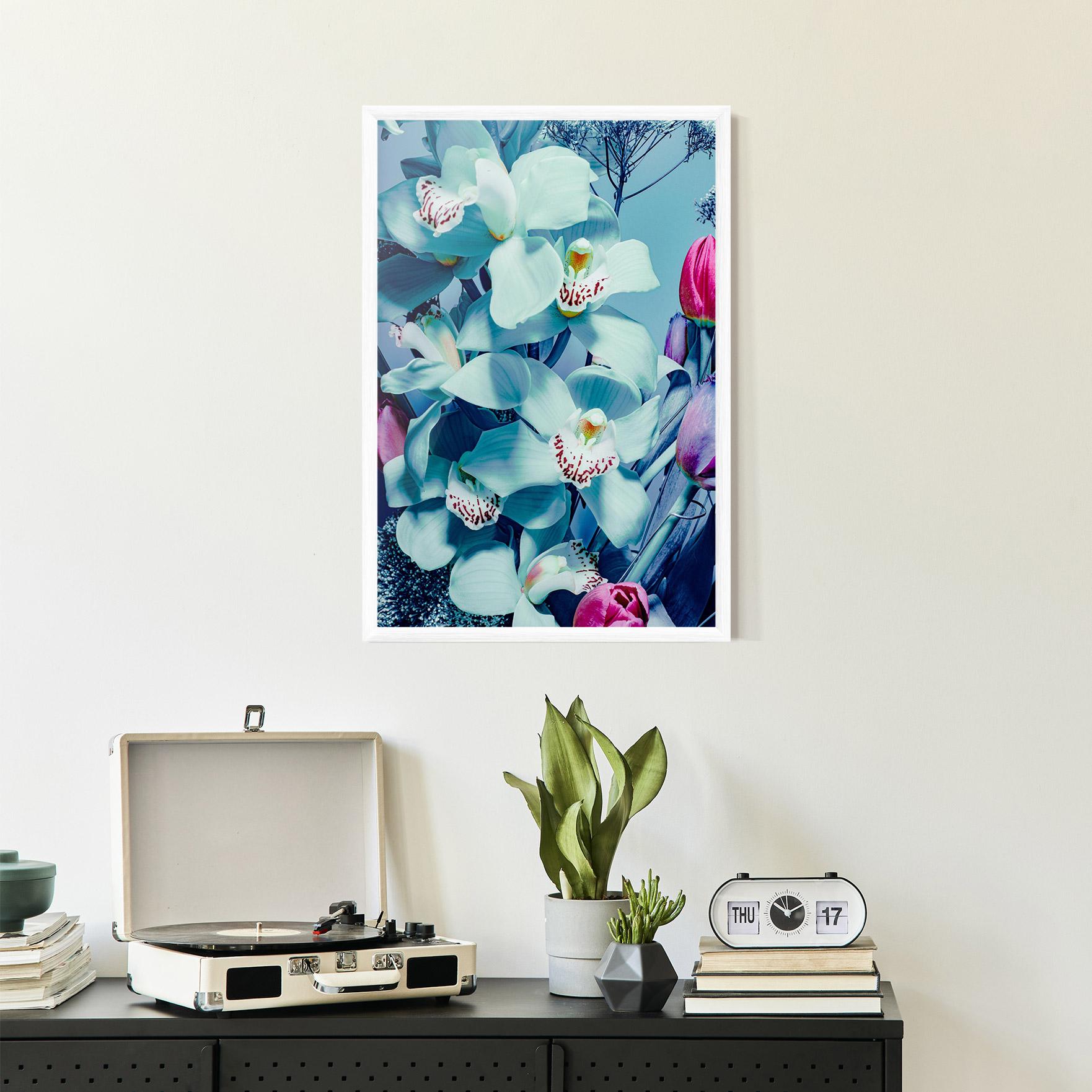 Gerahmte Poster Light Blue Orchids mockup 2