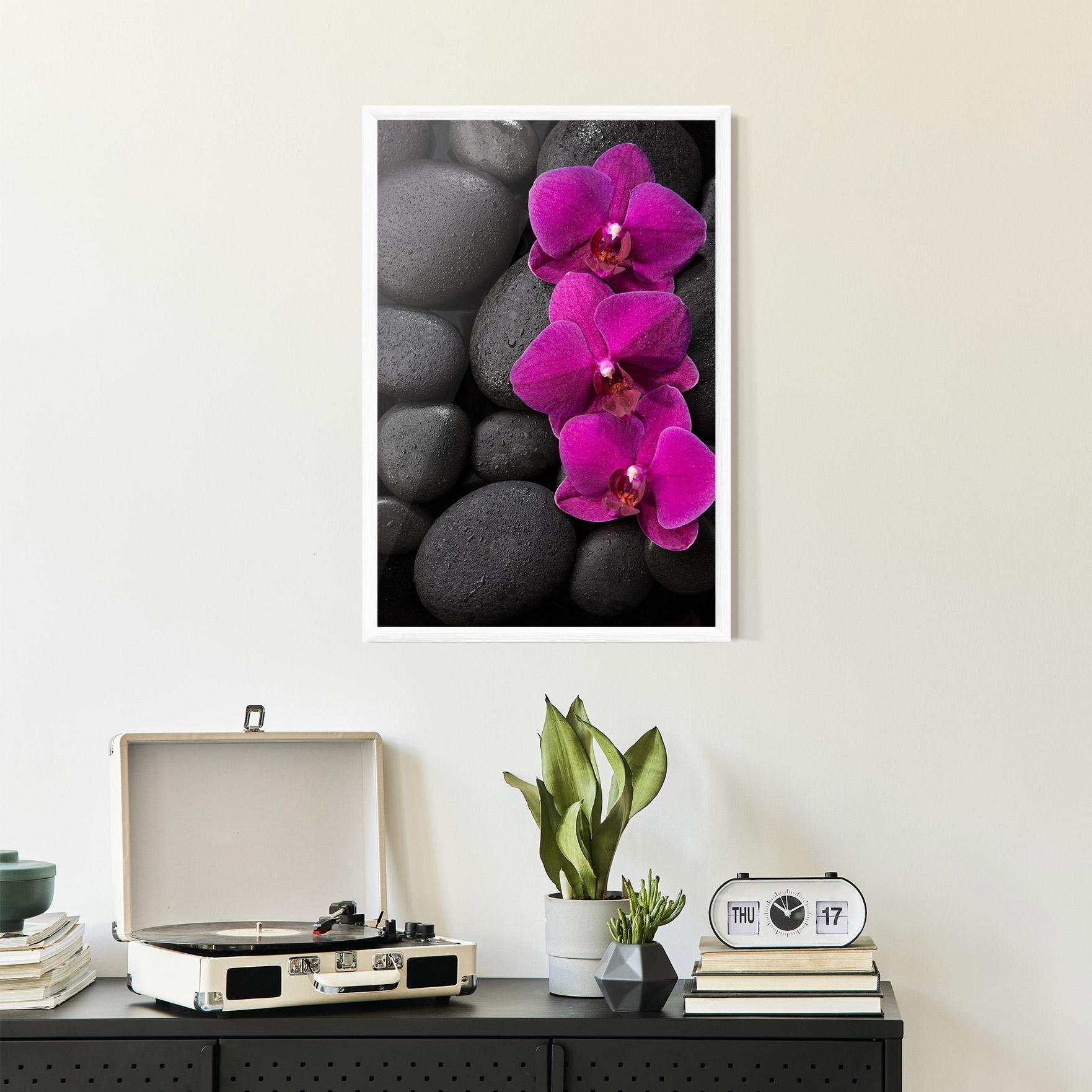 Gerahmte Poster Purple Orchid On Rocks mockup 2