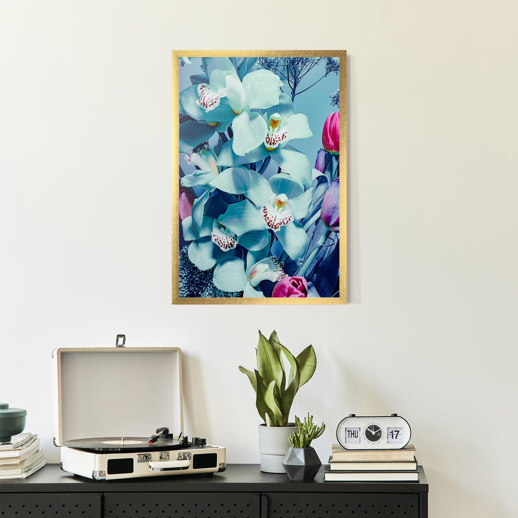 Gerahmte Poster Light Blue Orchids mockup 2