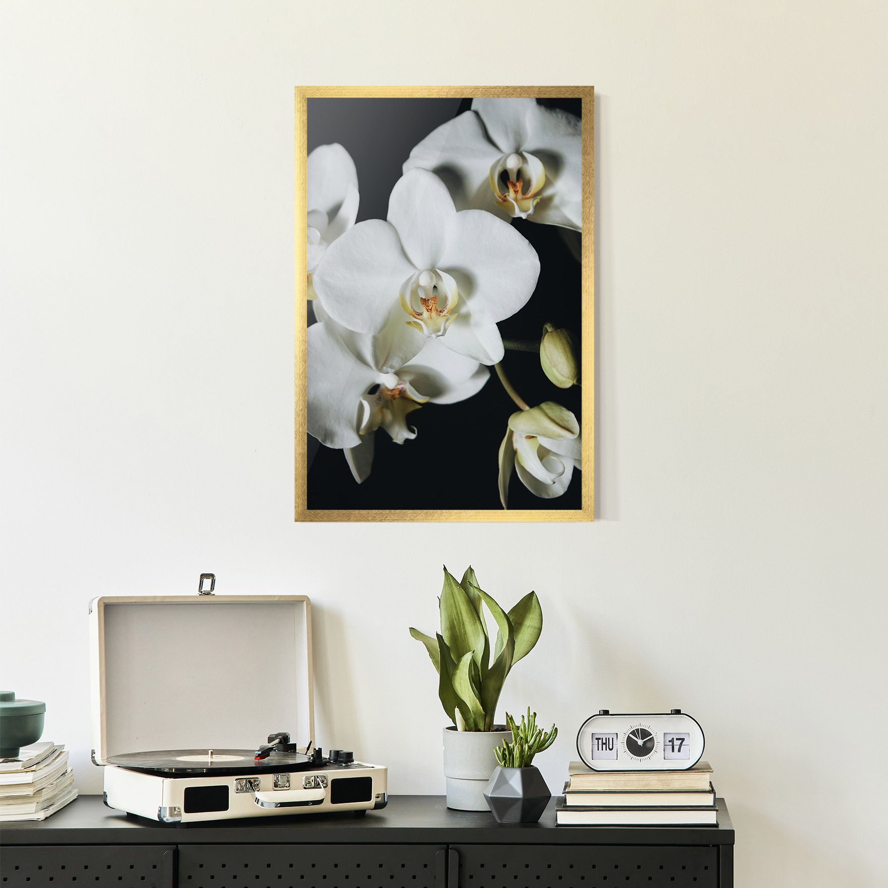 White Orchid On Black mockup 2