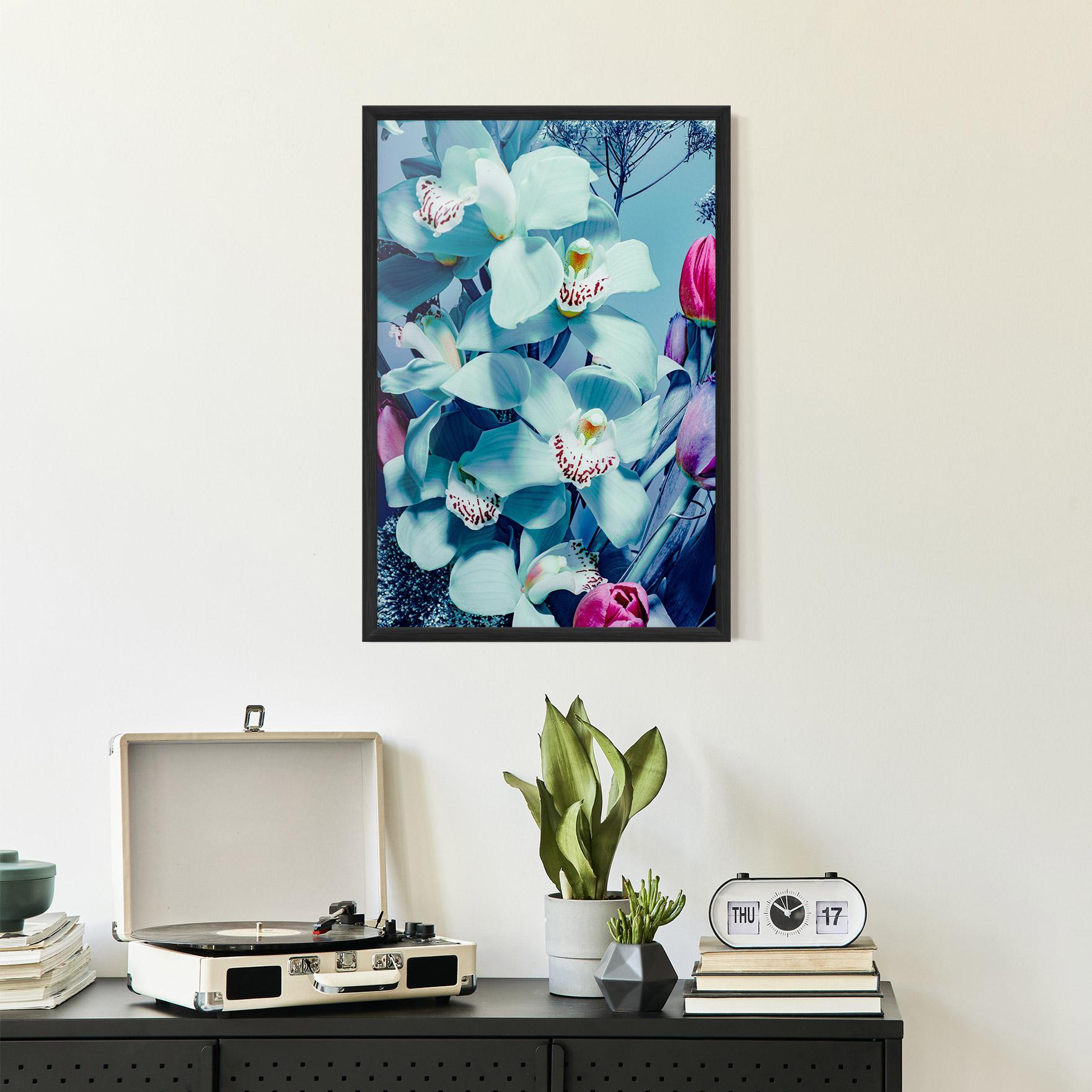 Gerahmte Poster Light Blue Orchids mockup 2