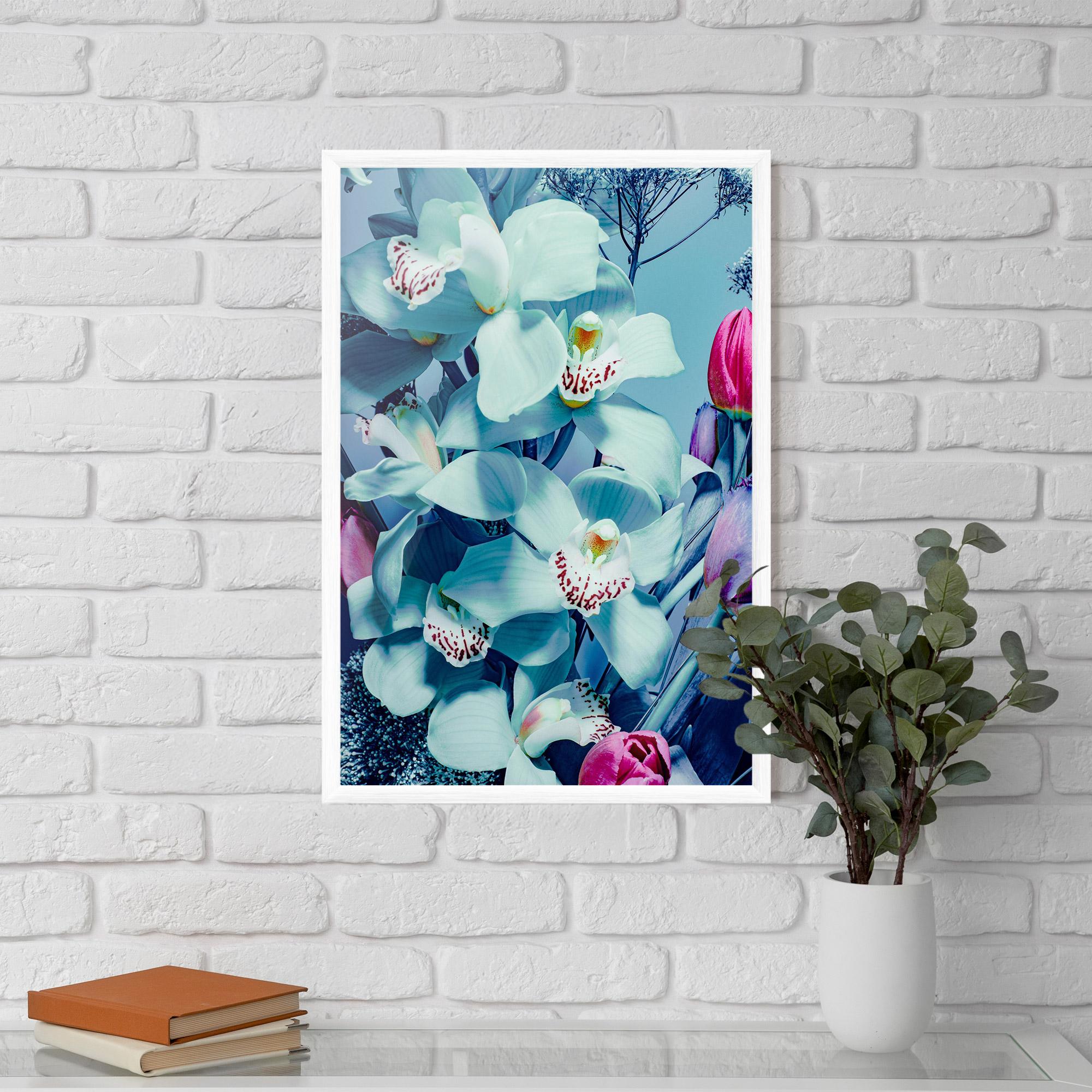 Gerahmte Poster Light Blue Orchids mockup 5
