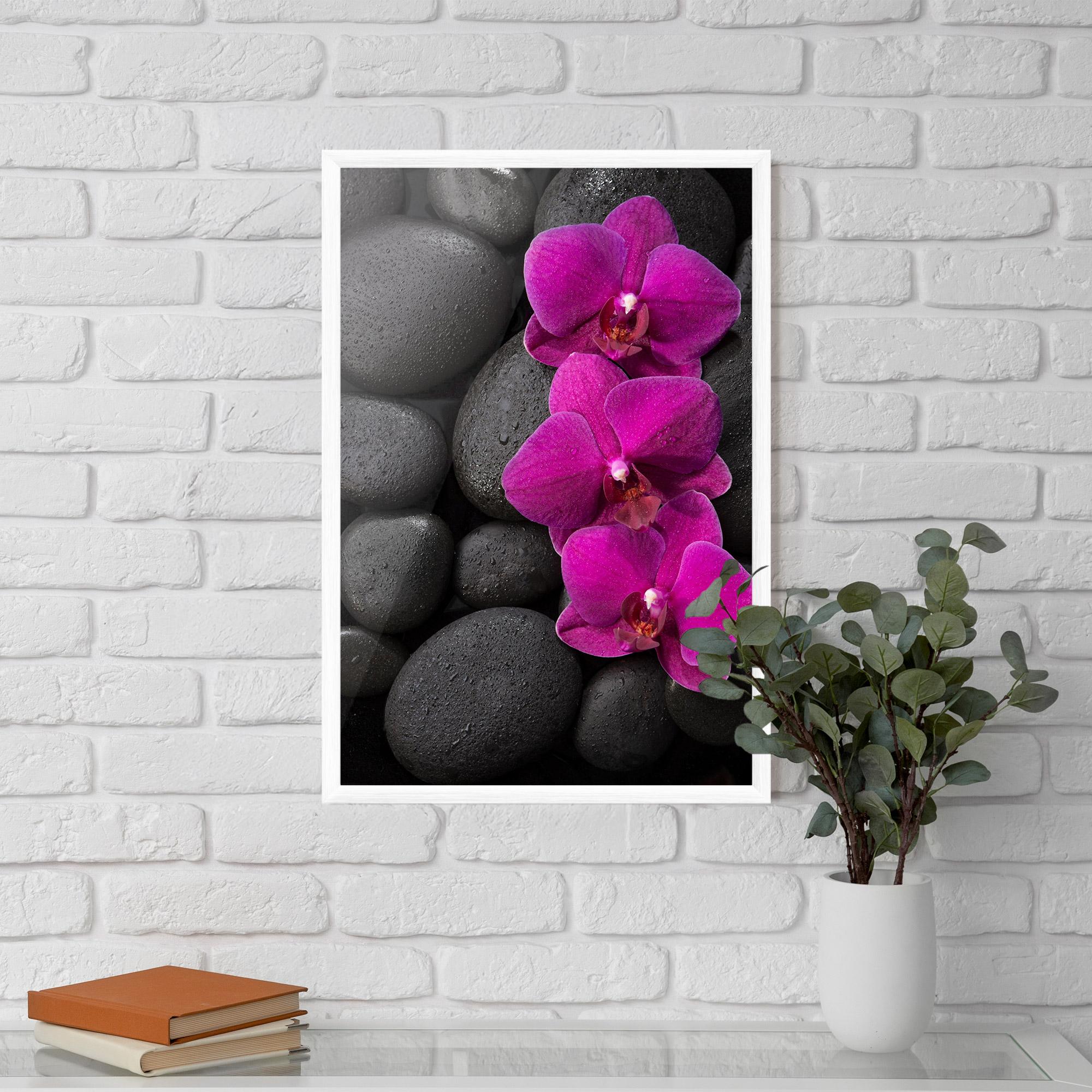 Gerahmte Poster Purple Orchid On Rocks mockup 5