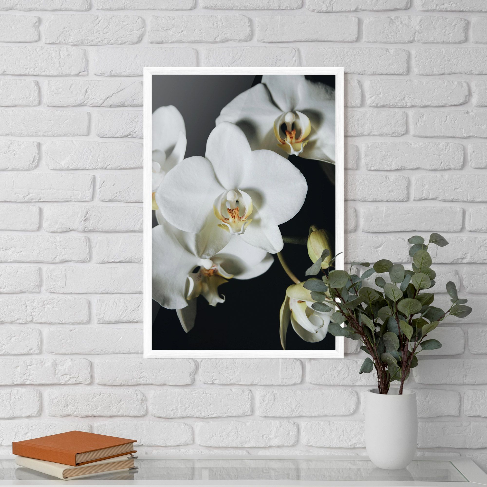 White Orchid On Black mockup 5