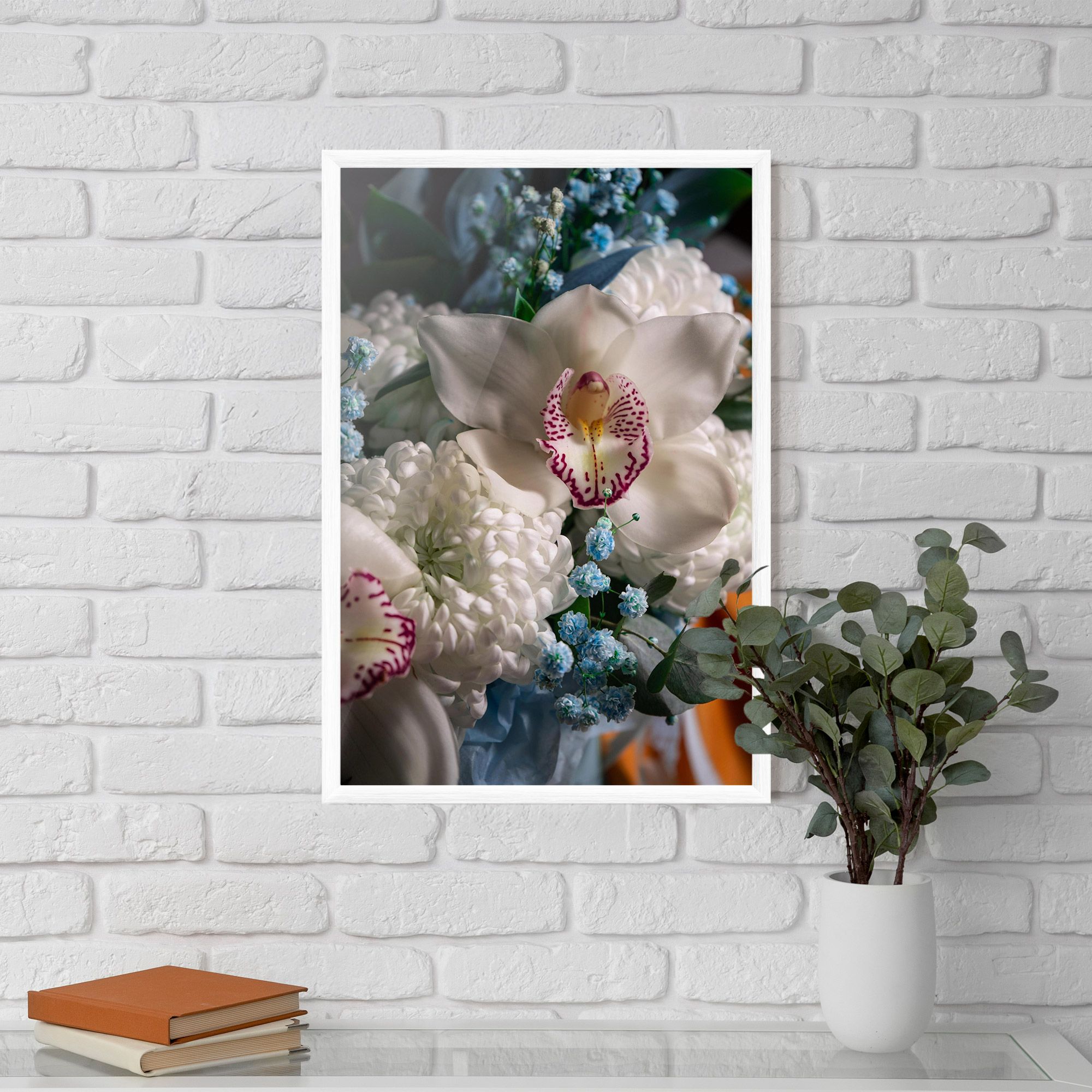 White Orchid With Blue mockup 5