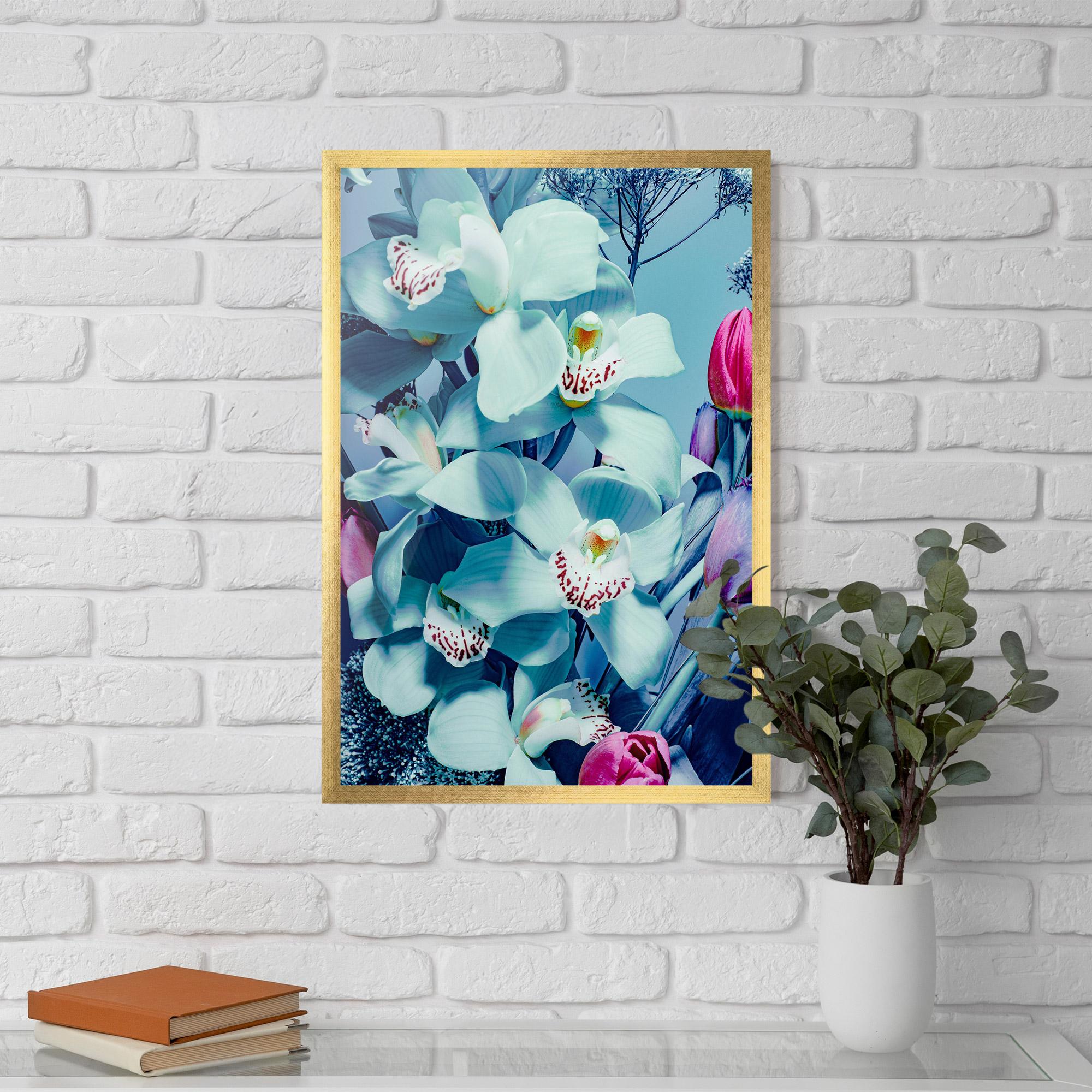 Gerahmte Poster Light Blue Orchids mockup 5