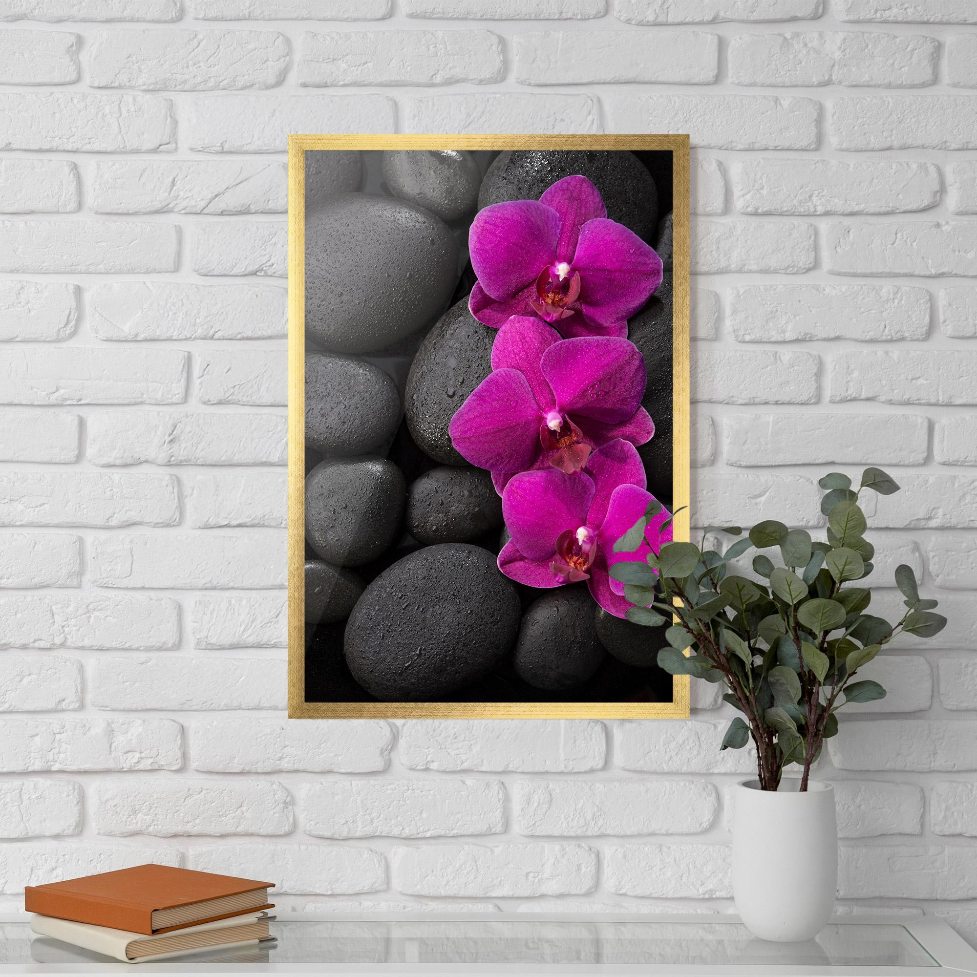 Gerahmte Poster Purple Orchid On Rocks mockup 5