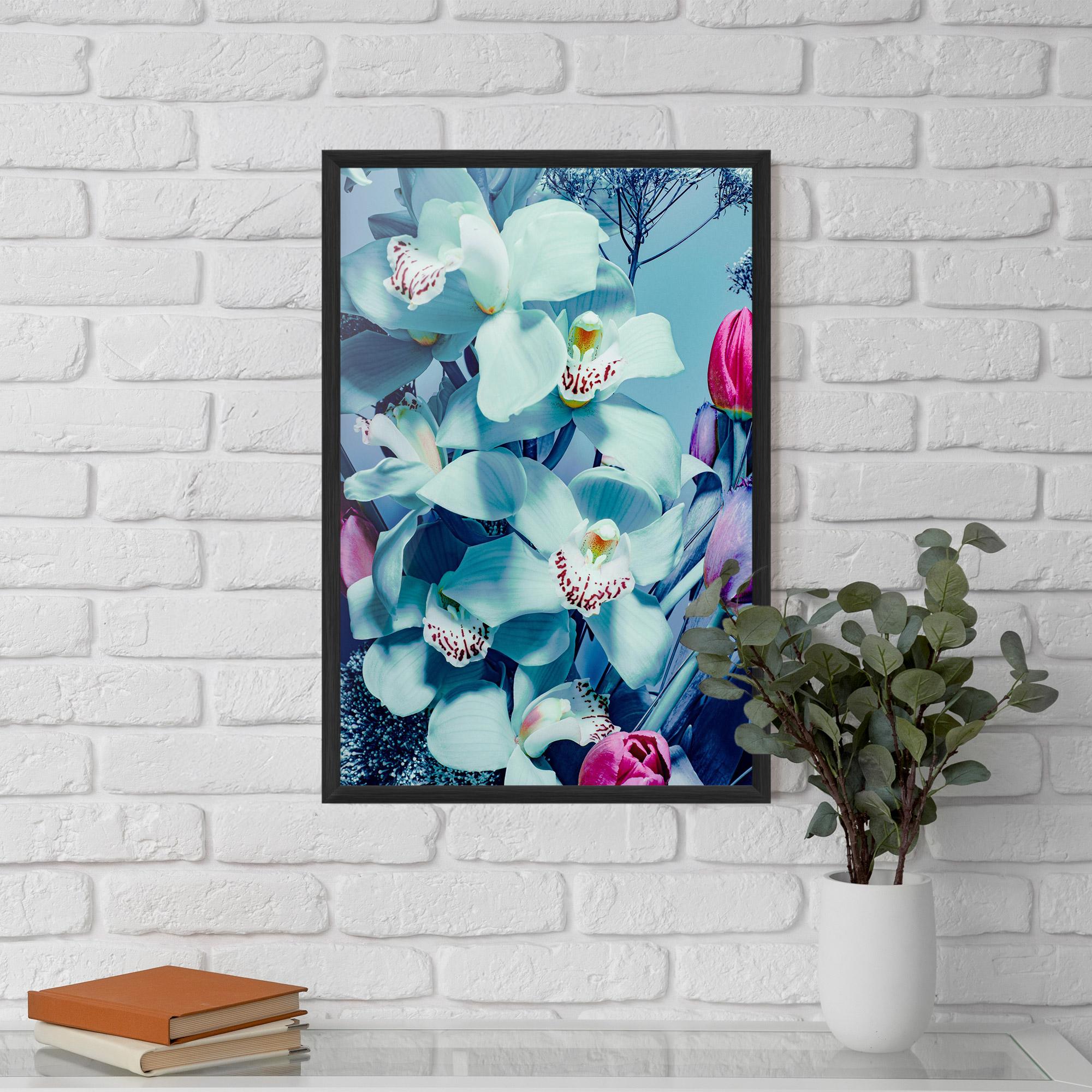 Gerahmte Poster Light Blue Orchids mockup 5