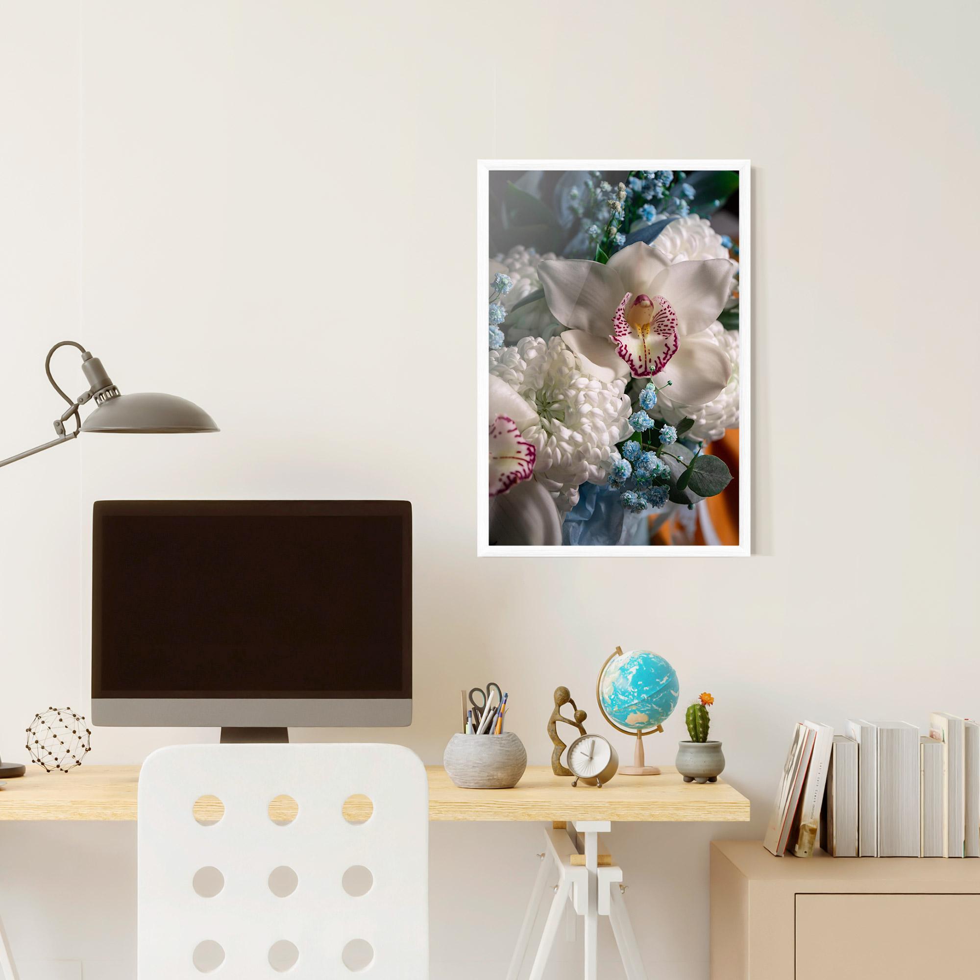 Gerahmte Poster White Orchid With Blue mockup 6