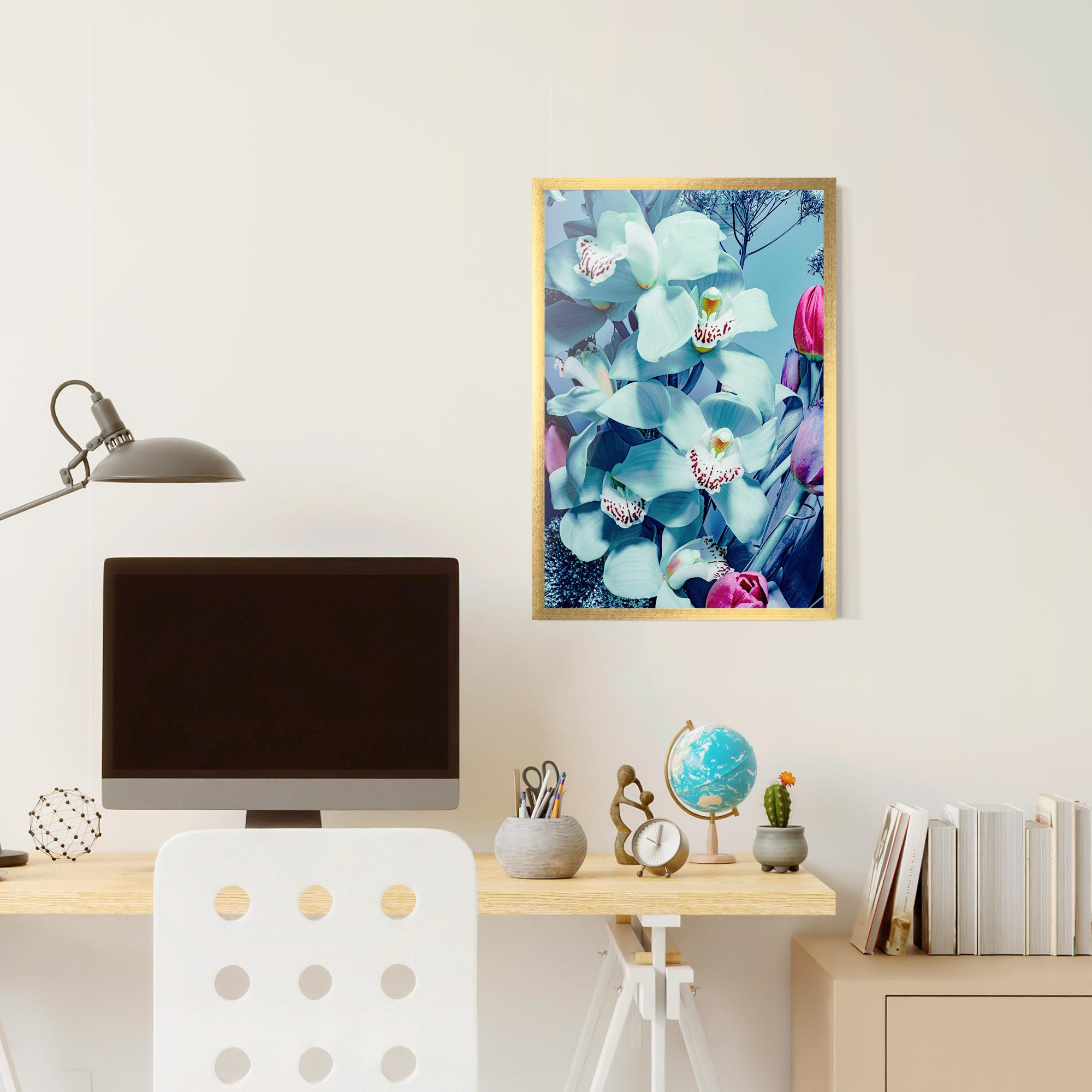 Gerahmte Poster Light Blue Orchids mockup 6