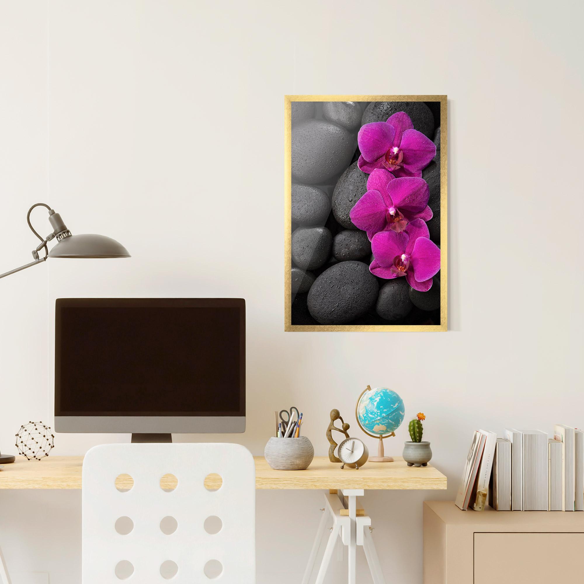 Gerahmte Poster Purple Orchid On Rocks mockup 6