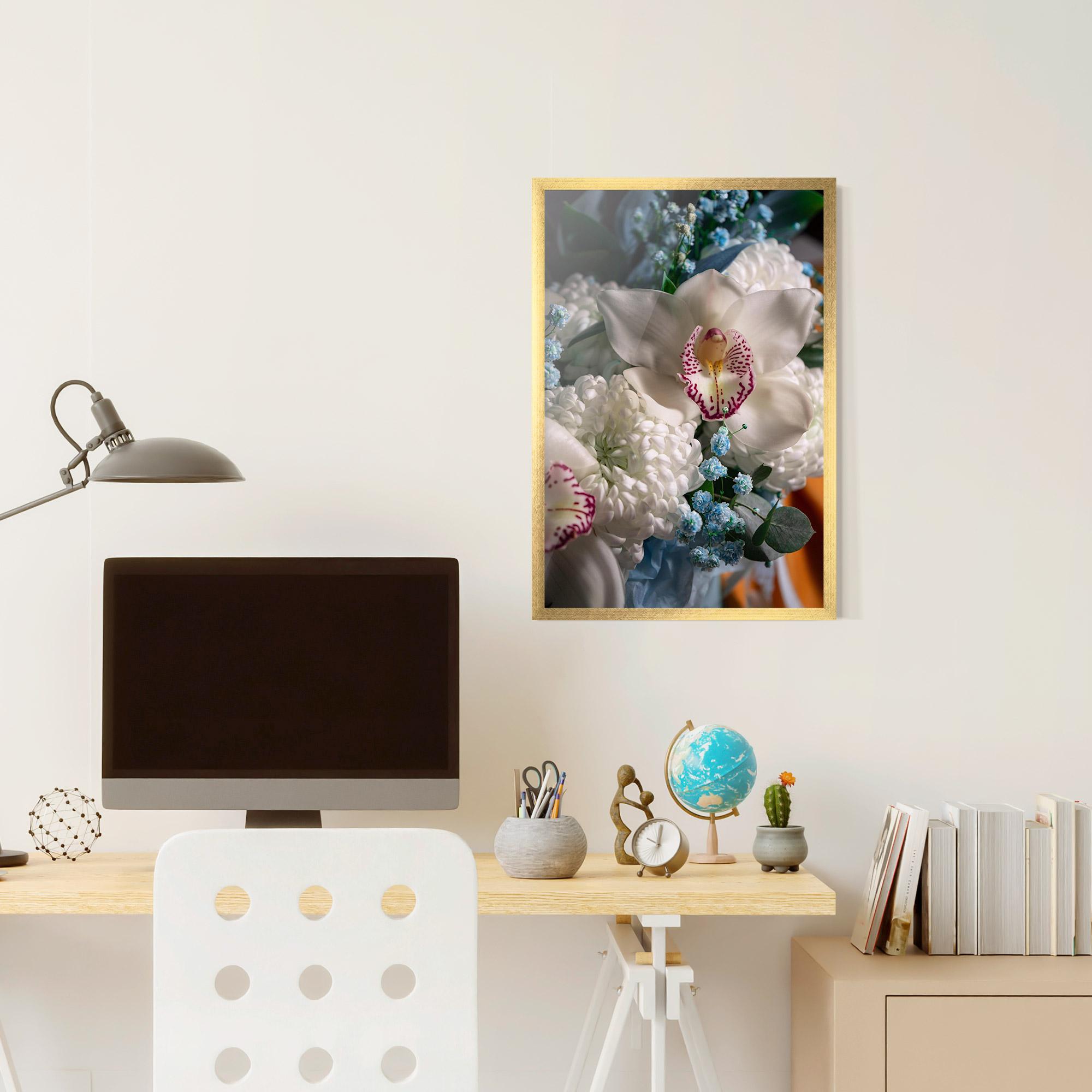 Gerahmte Poster White Orchid With Blue mockup 6
