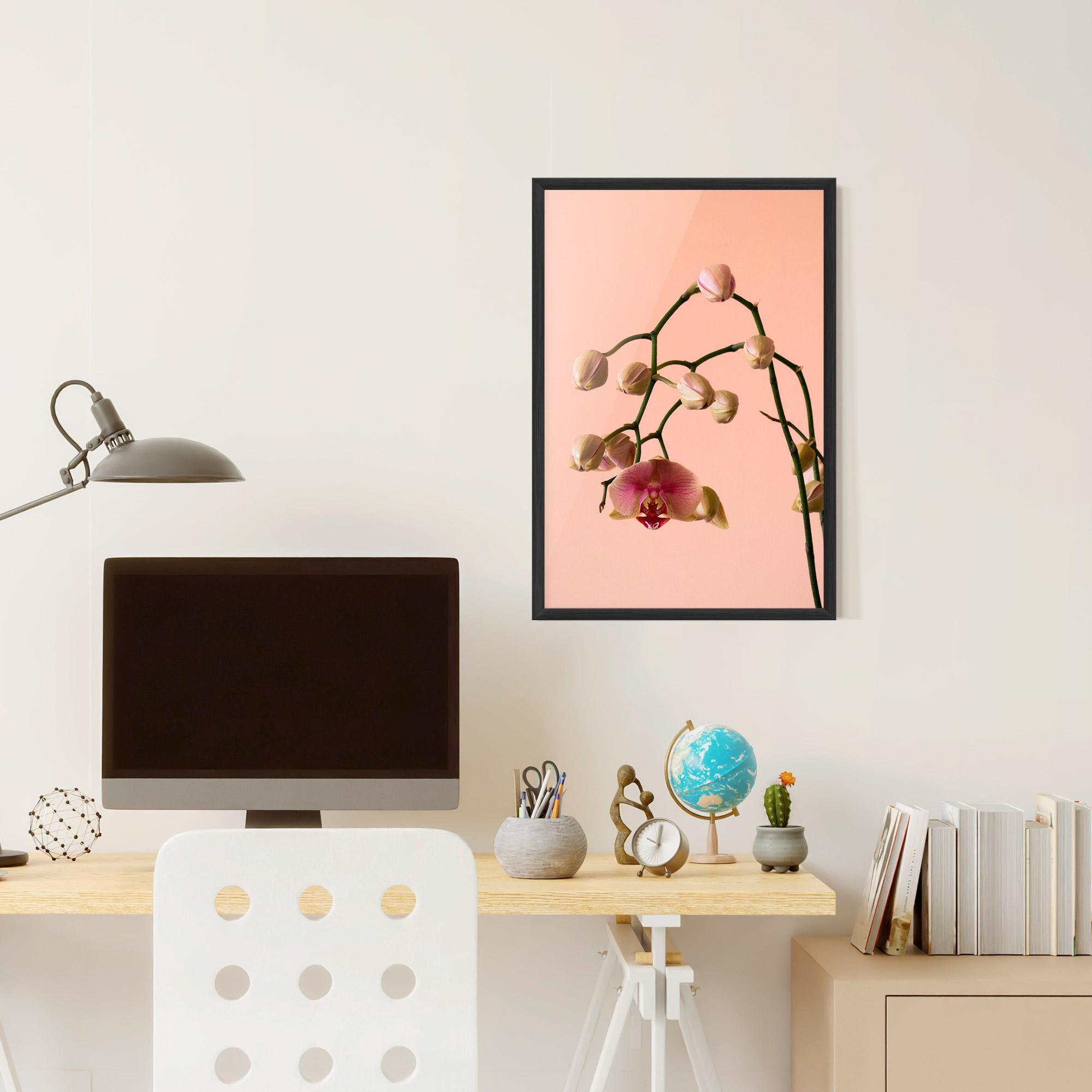 Gerahmte Poster Orchids On Pink mockup 6