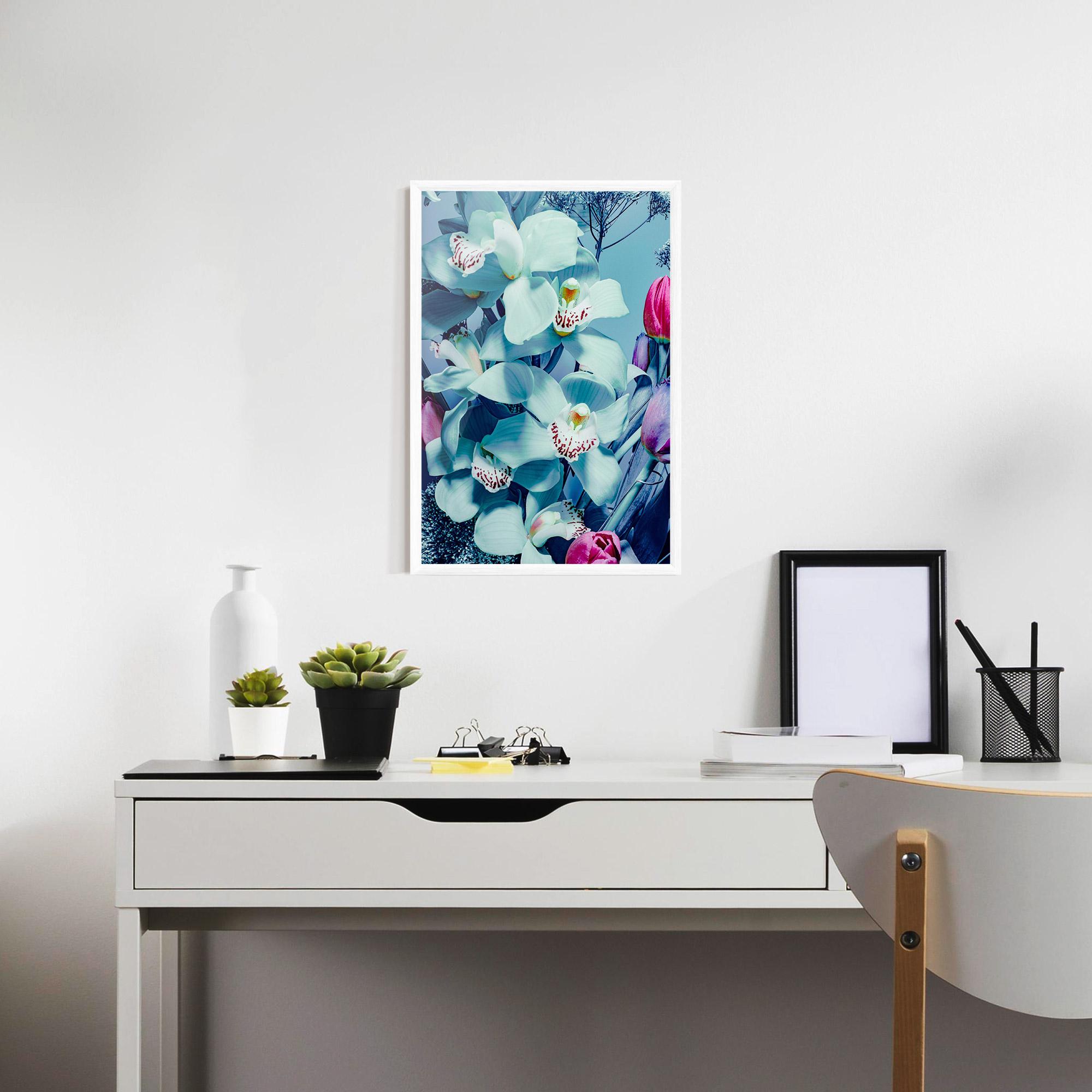 Gerahmte Poster Light Blue Orchids mockup 7