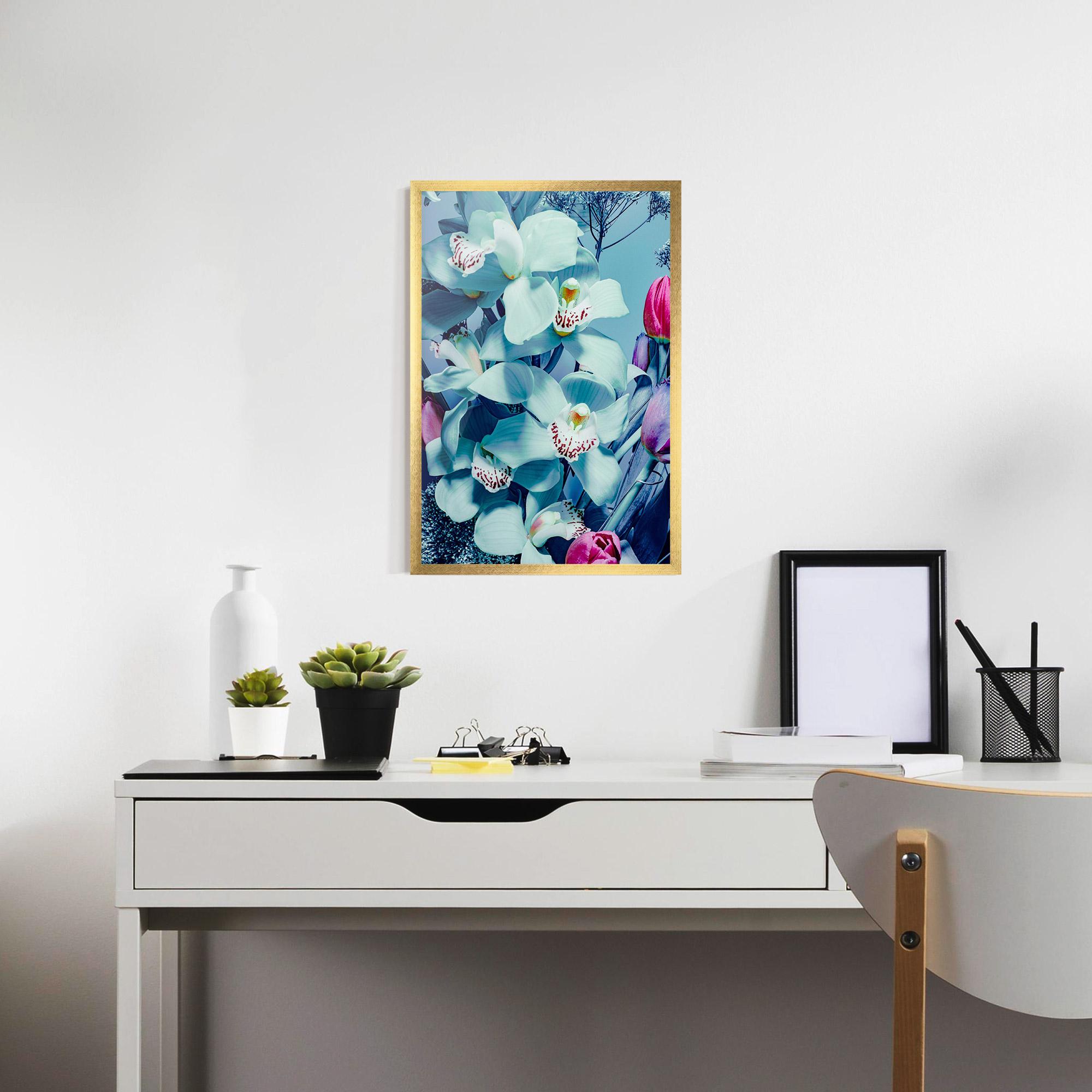 Gerahmte Poster Light Blue Orchids mockup 7