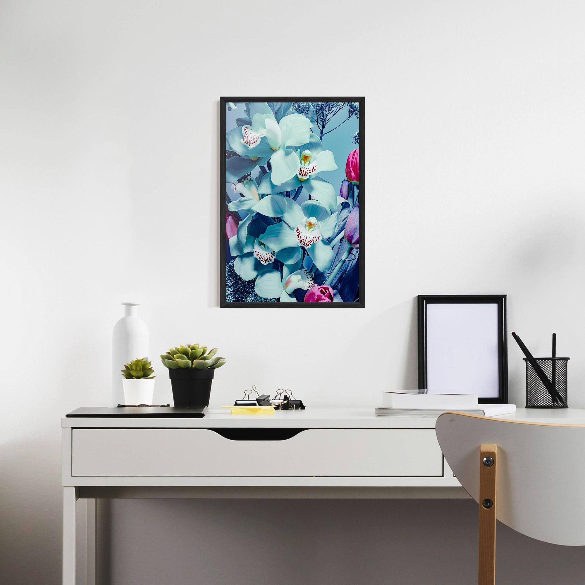 Gerahmte Poster Light Blue Orchids mockup 7