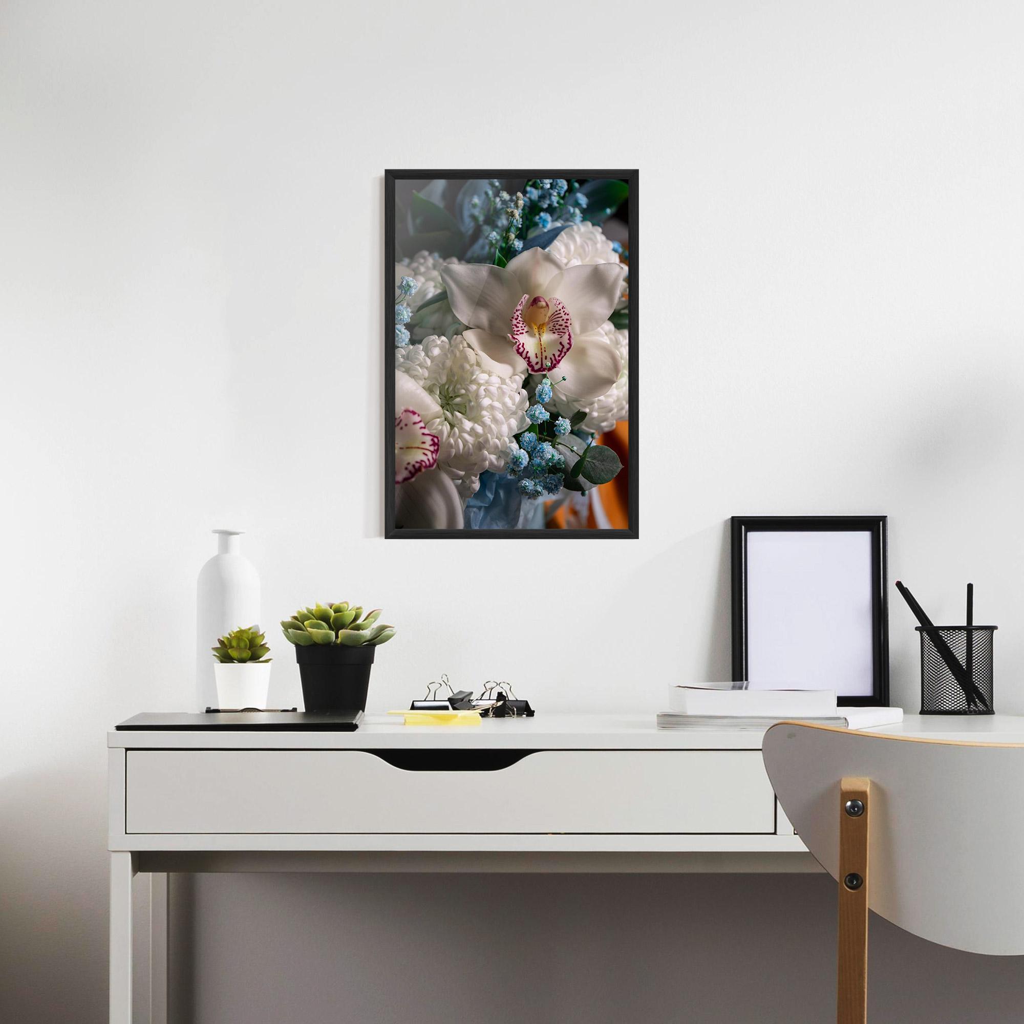 Gerahmte Poster White Orchid With Blue mockup 7