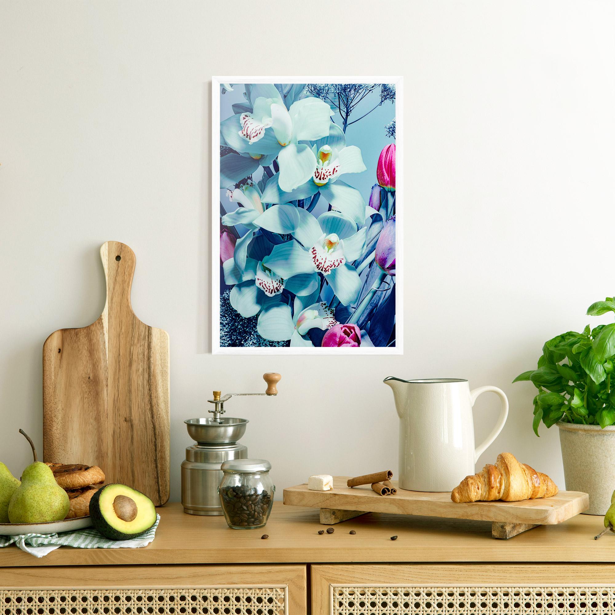 Gerahmte Poster Light Blue Orchids mockup 8