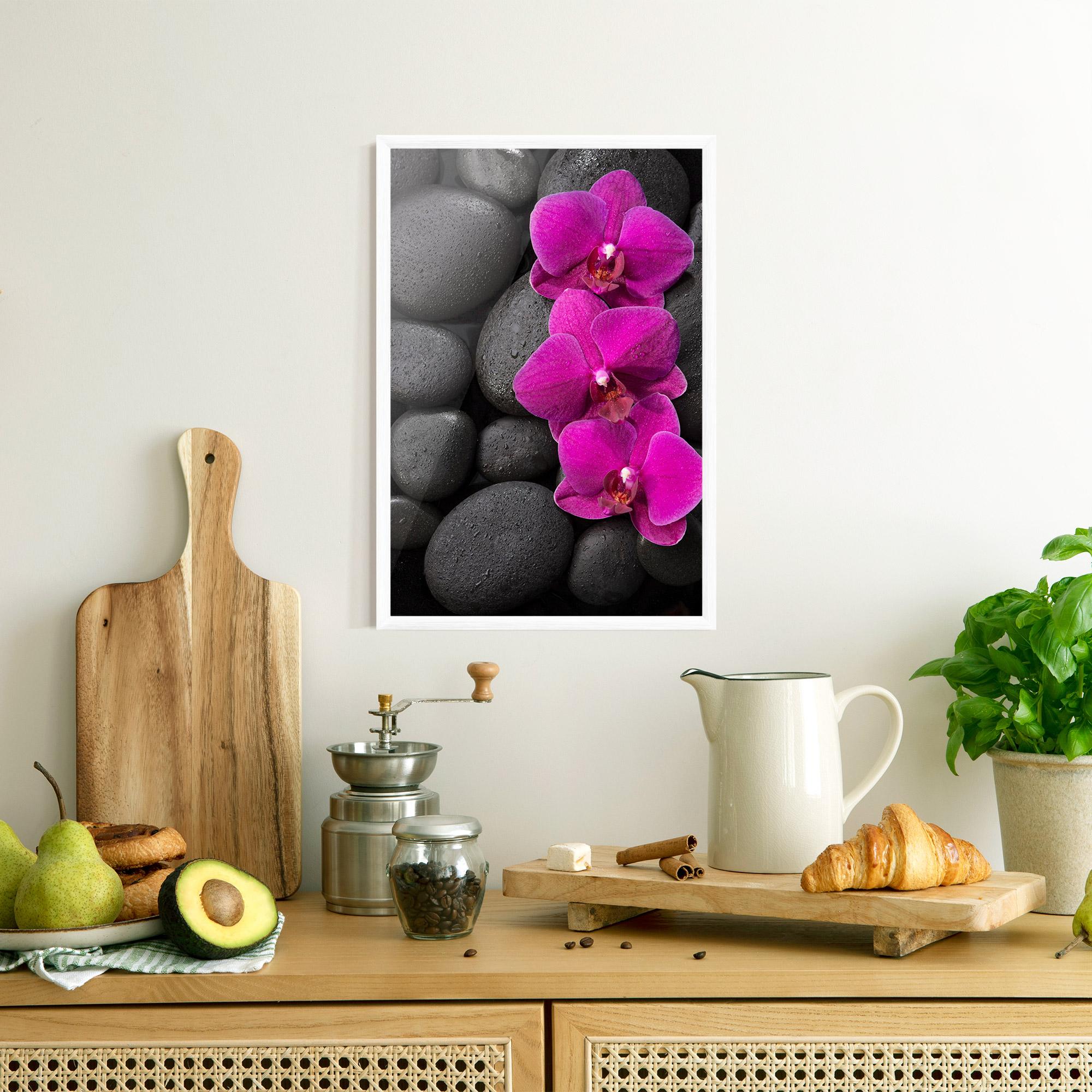 Gerahmte Poster Purple Orchid On Rocks mockup 8