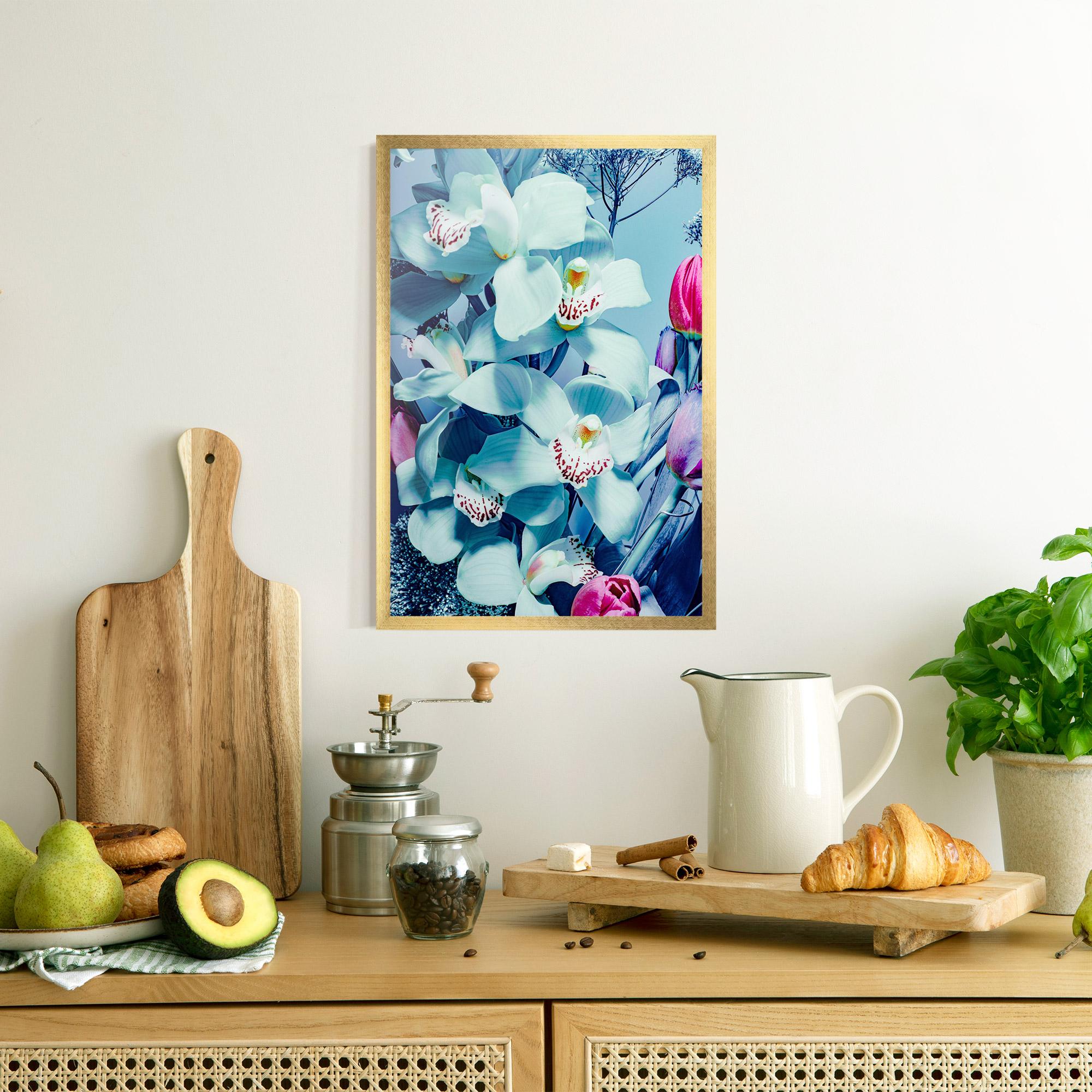 Gerahmte Poster Light Blue Orchids mockup 8