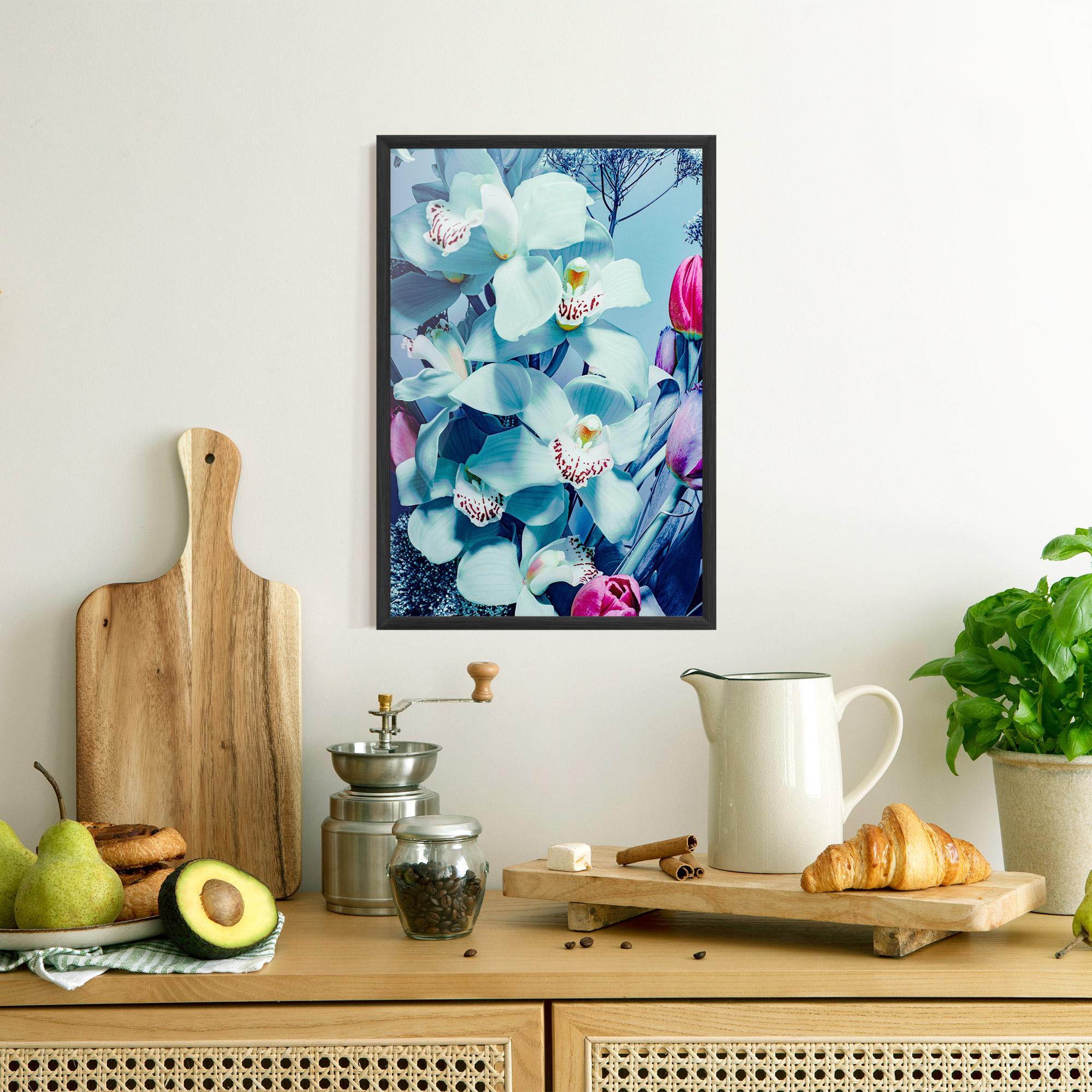 Gerahmte Poster Light Blue Orchids mockup 8