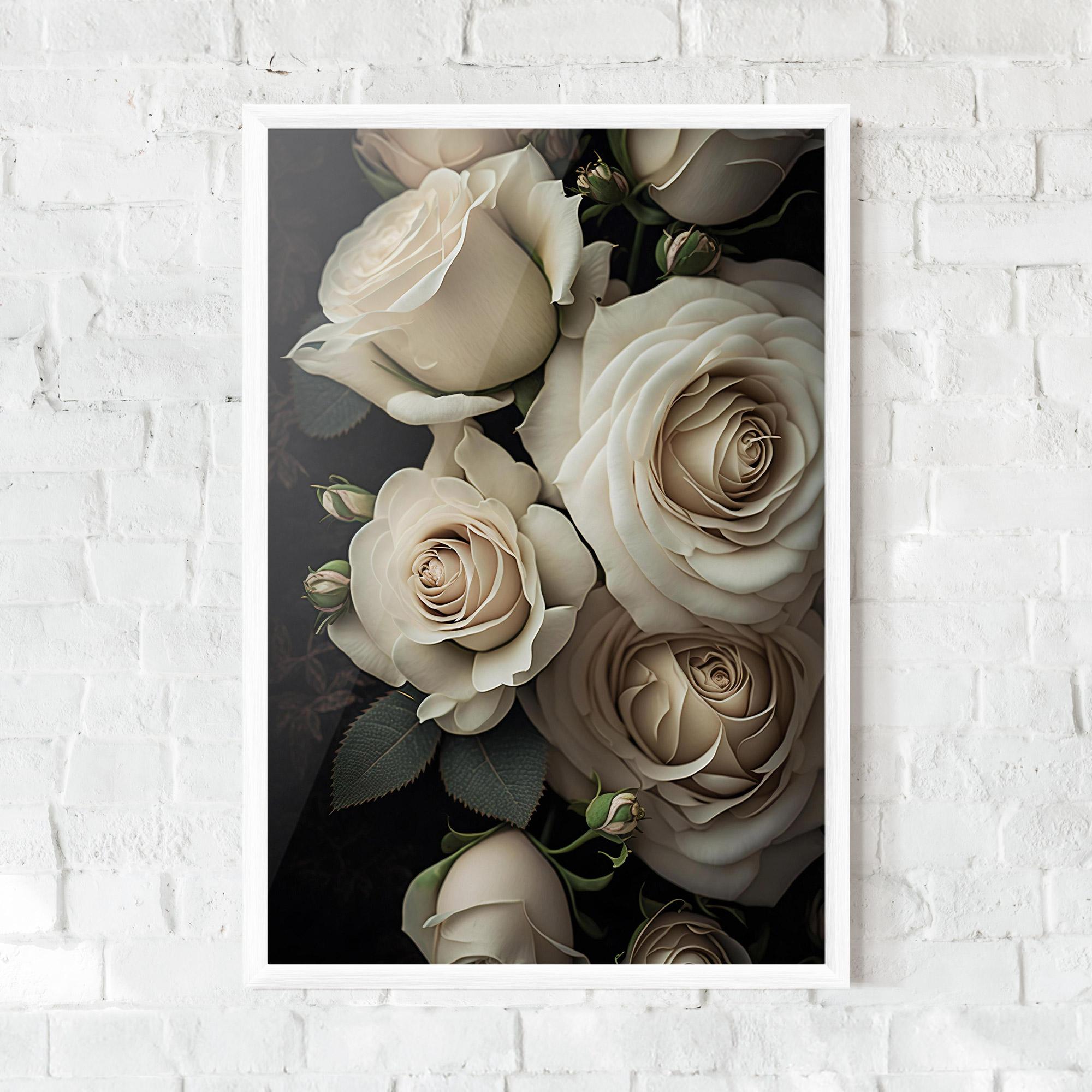 Gerahmte Poster Cream Roses Close Up mockup 0
