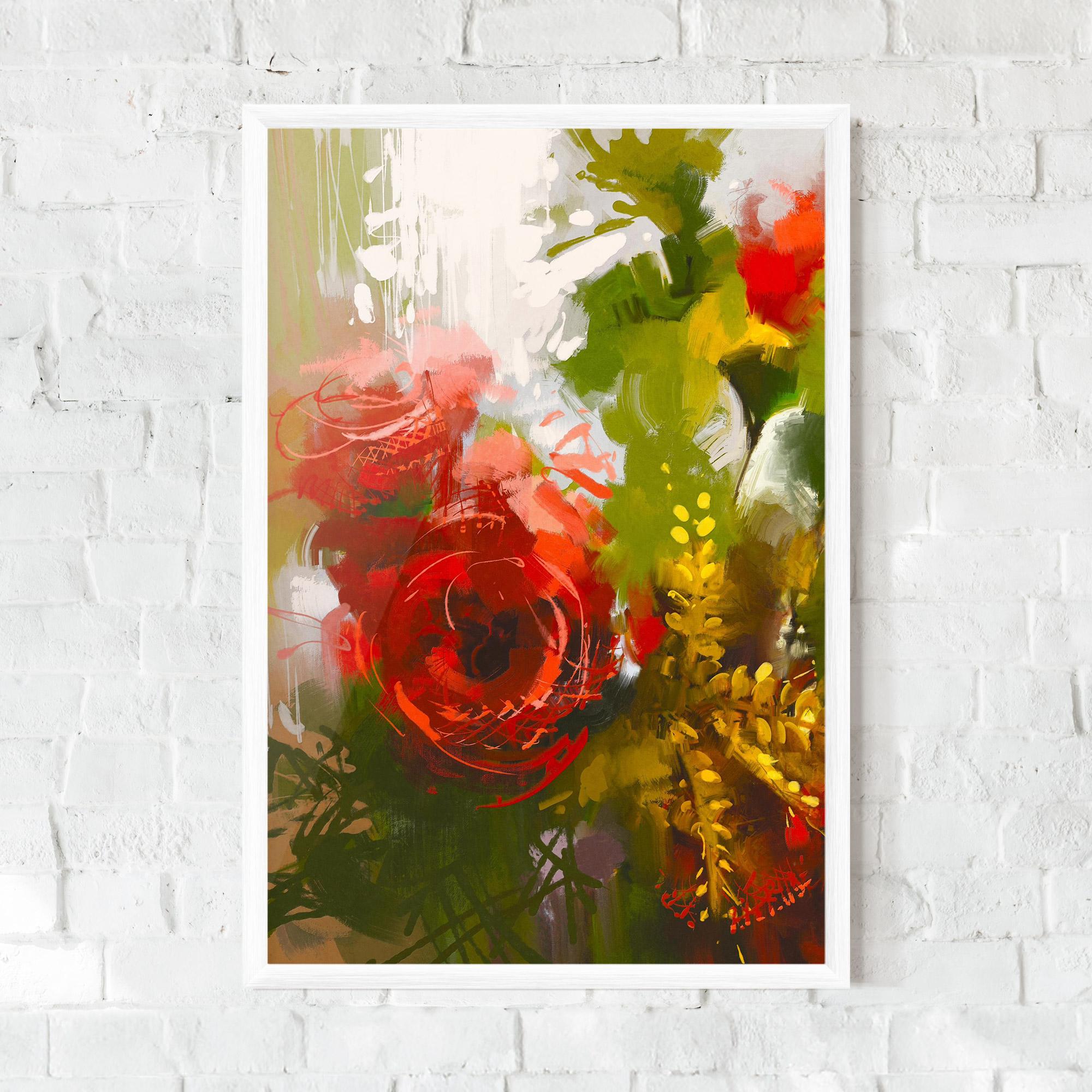 Gerahmte Poster Red Rose Painting mockup 0