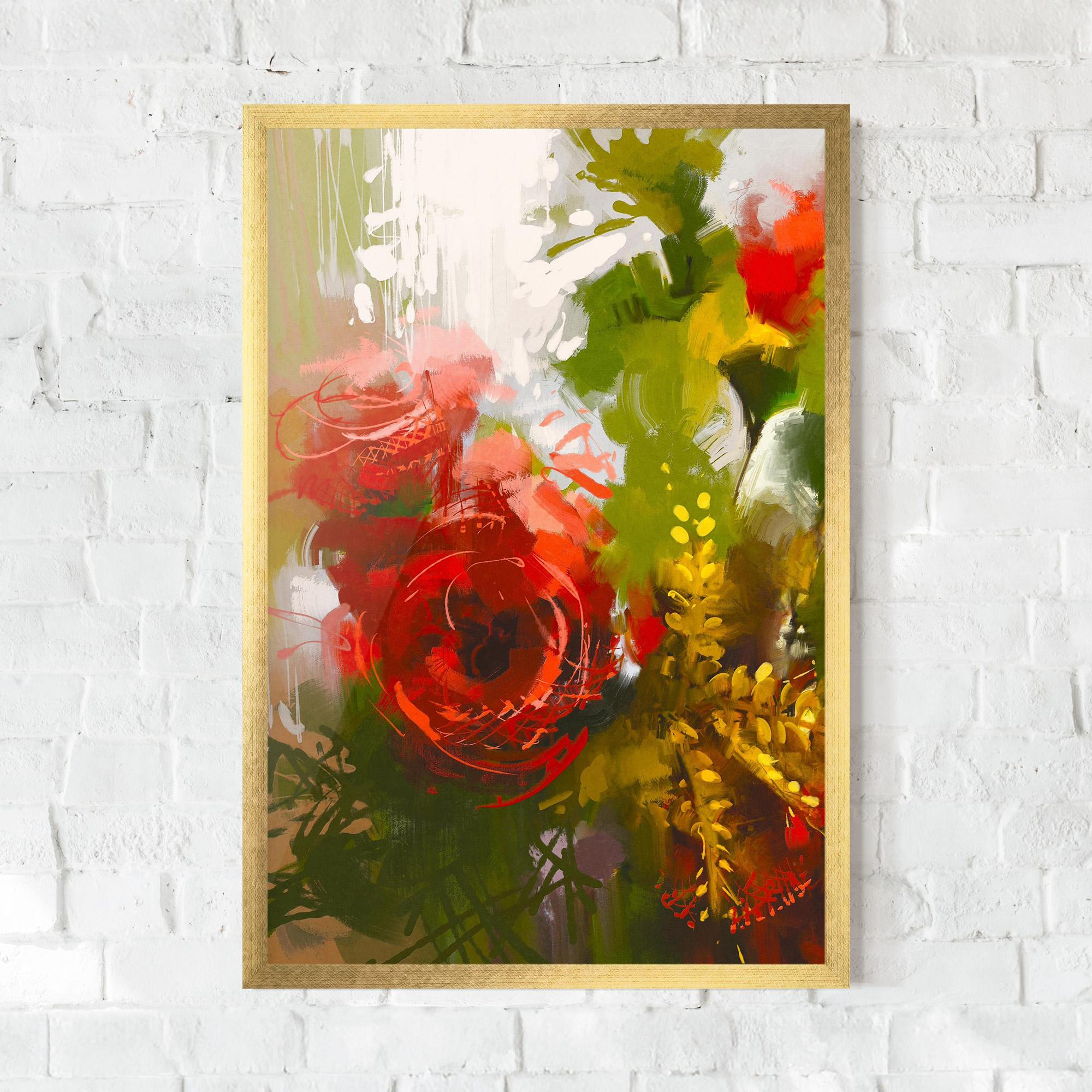 Gerahmte Poster Red Rose Painting mockup 0