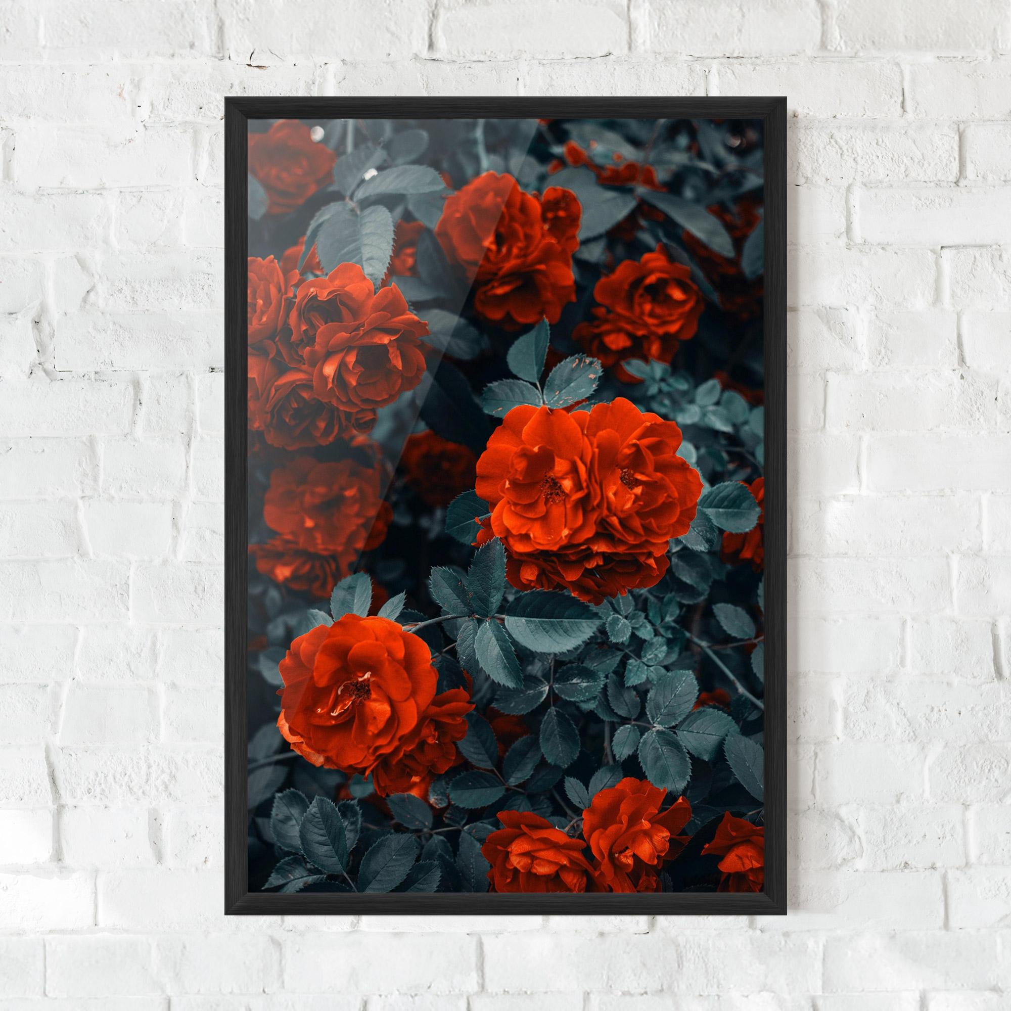 Gerahmte Poster Bright Red Rose mockup 0