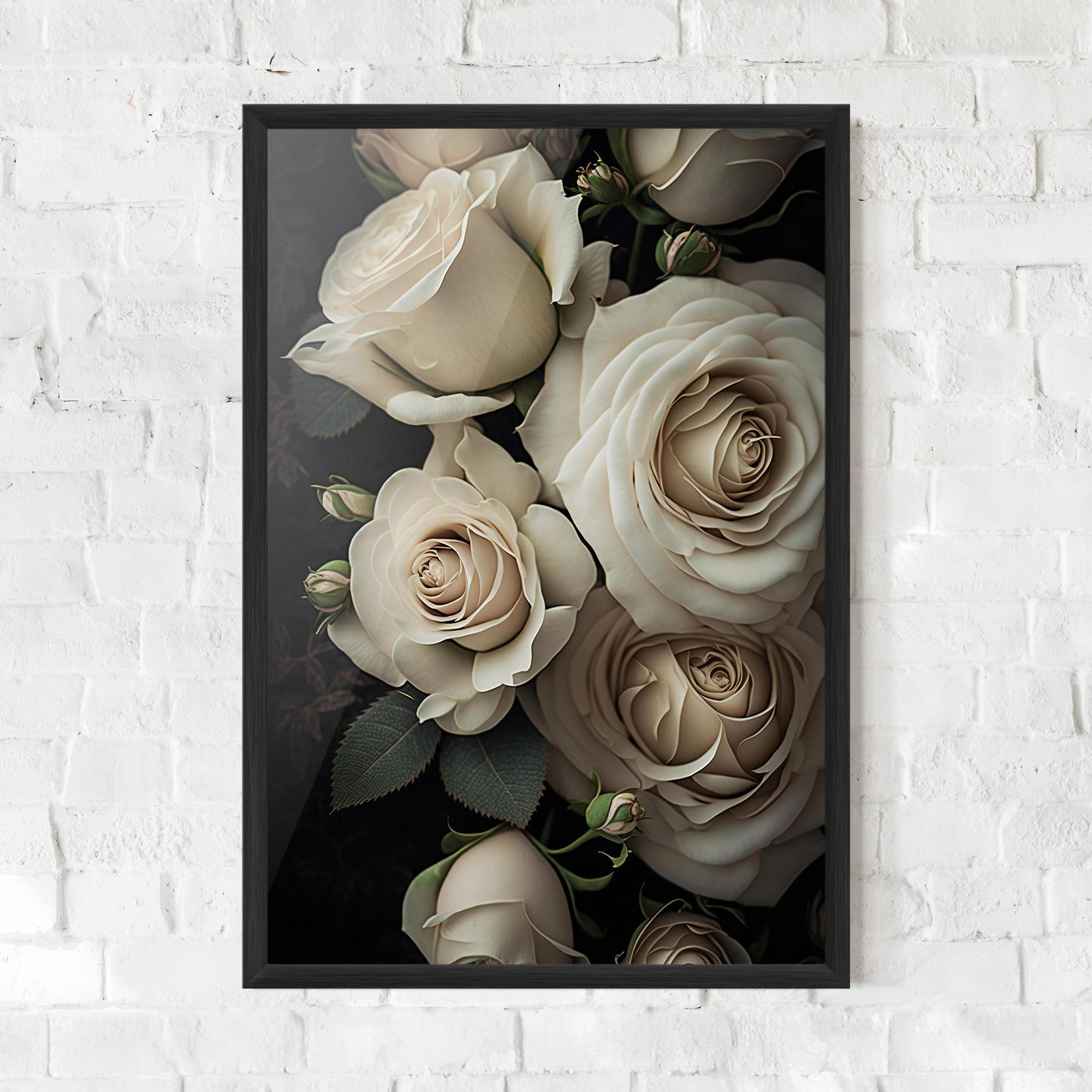 Gerahmte Poster Cream Roses Close Up mockup 0