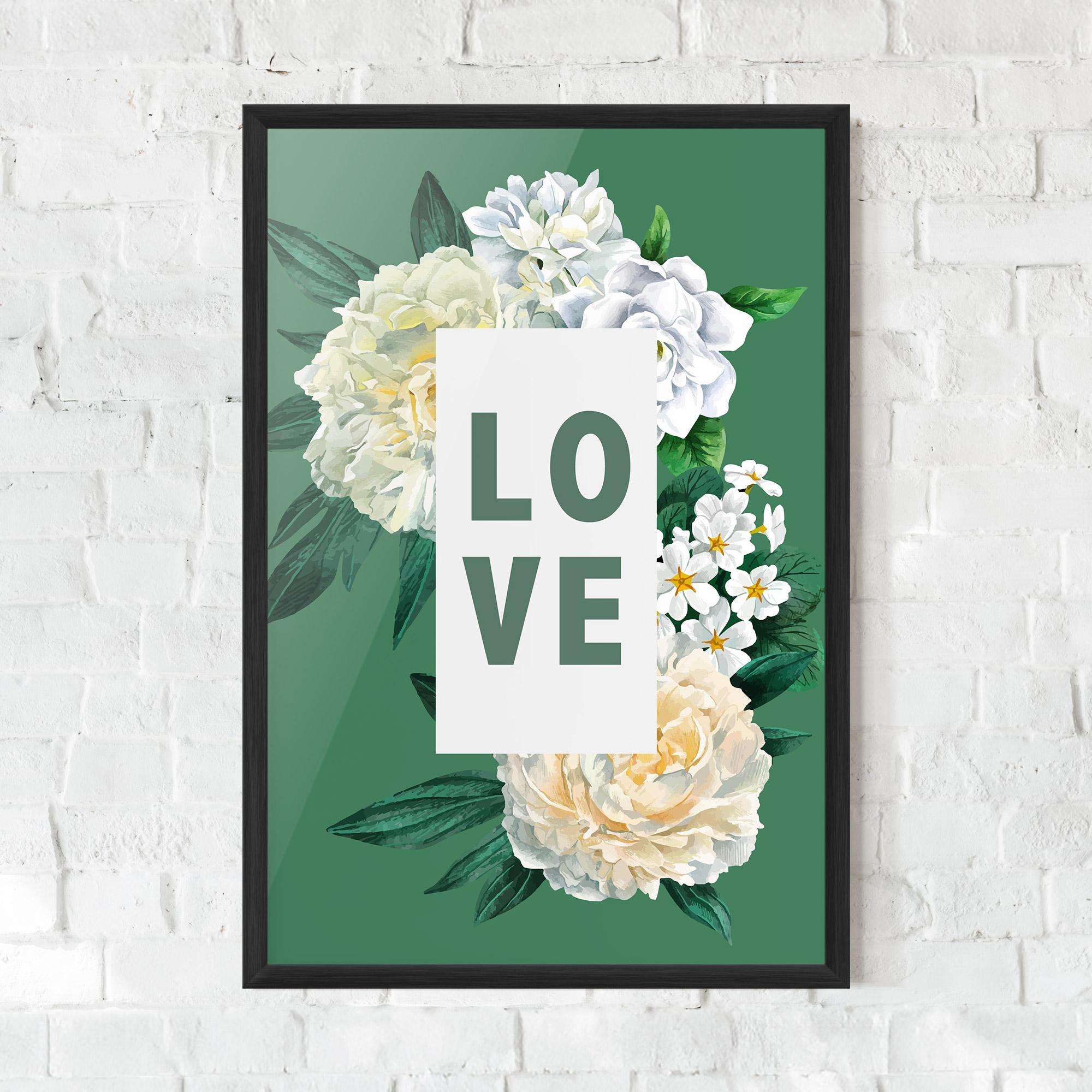 Gerahmte Poster Love Green Rose mockup 0