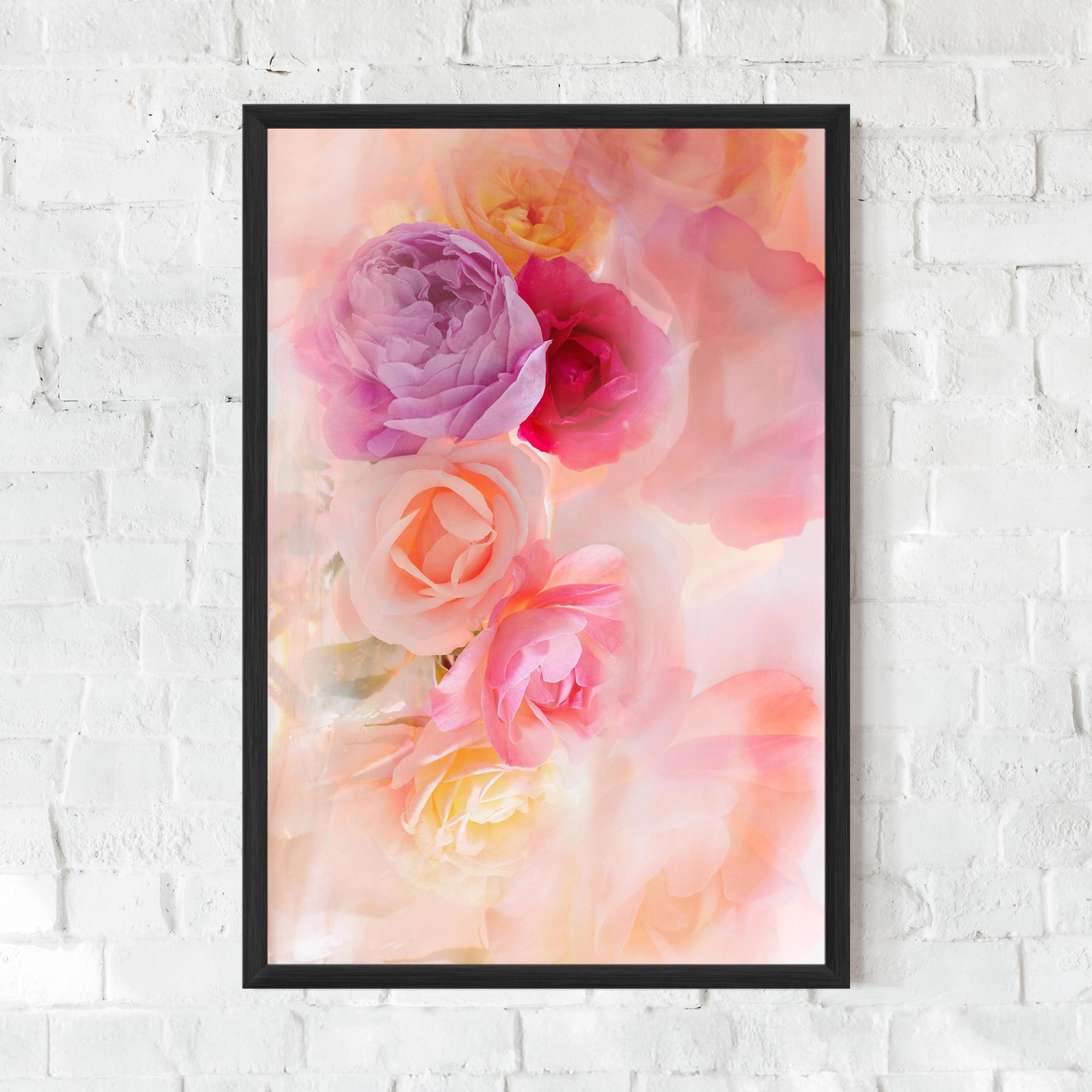 Gerahmte Poster Pastel Color Roses mockup 0
