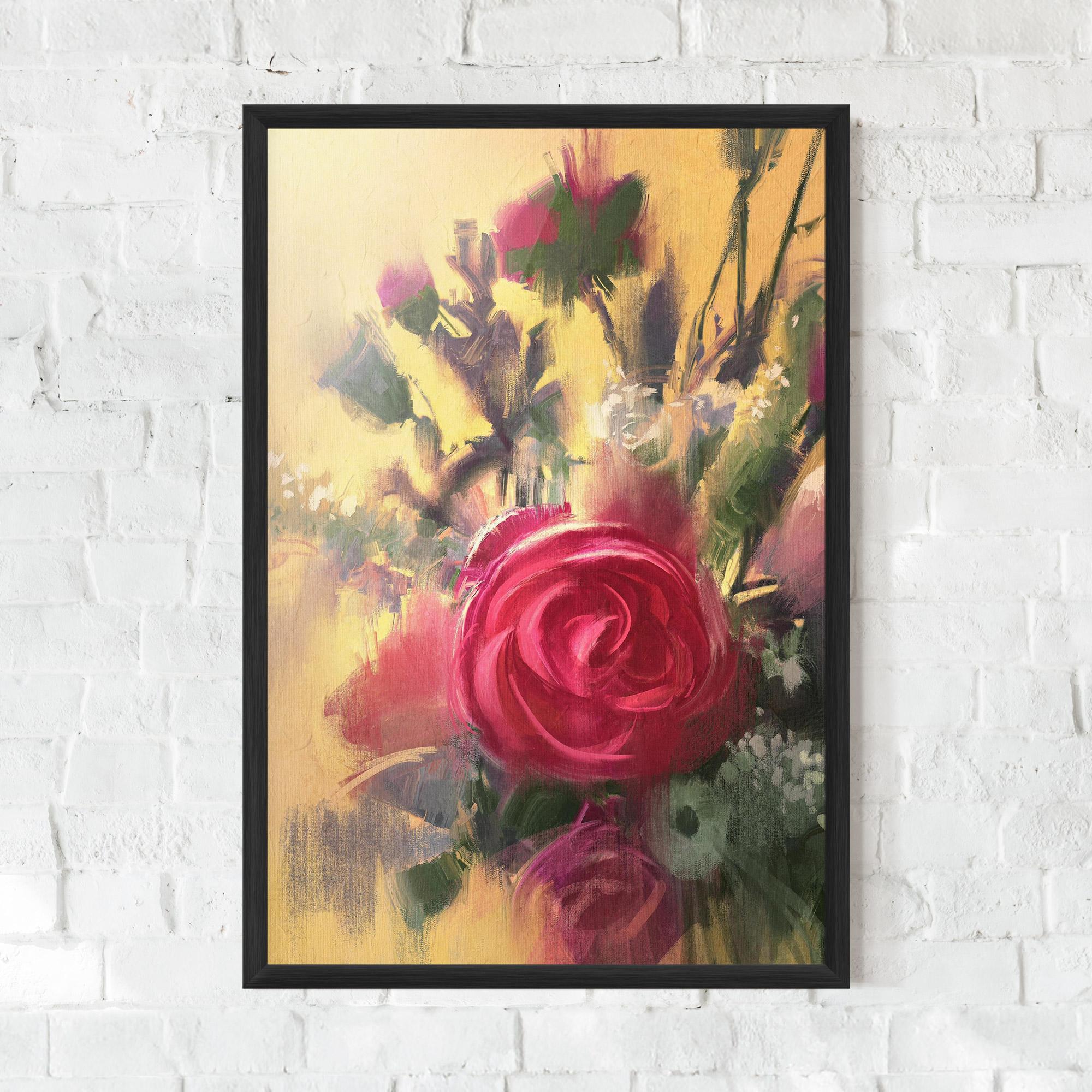 Gerahmte Poster Pink Rose Painting mockup 0