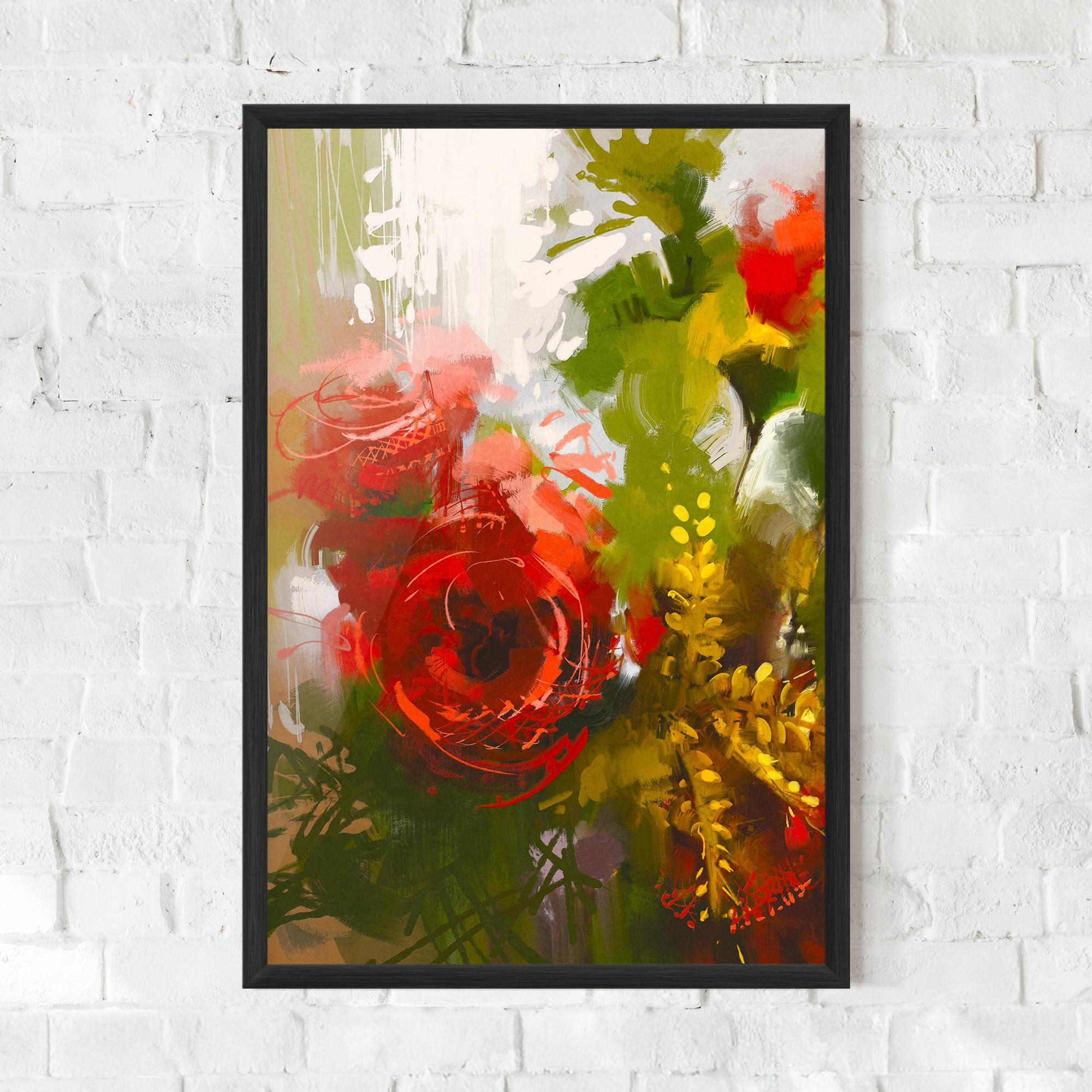 Gerahmte Poster Red Rose Painting mockup 0