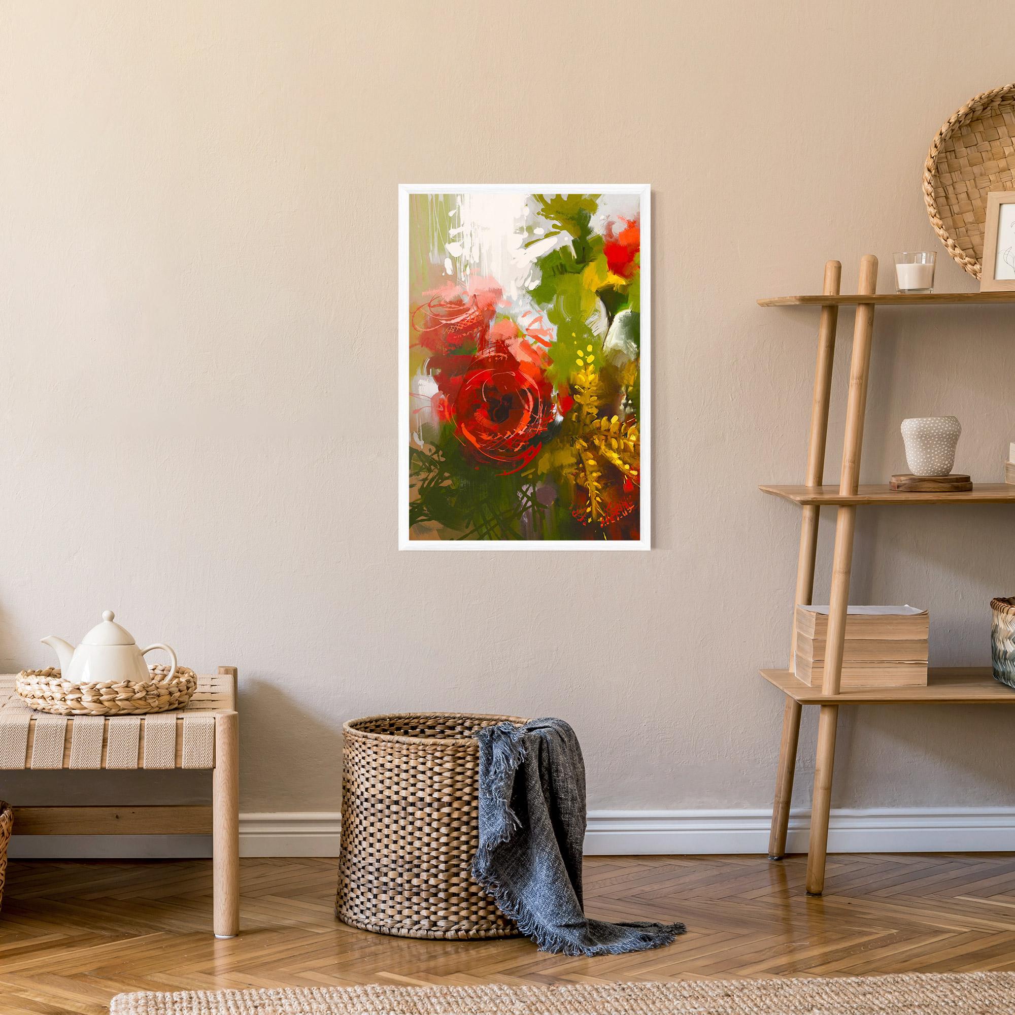 Gerahmte Poster Red Rose Painting mockup 9