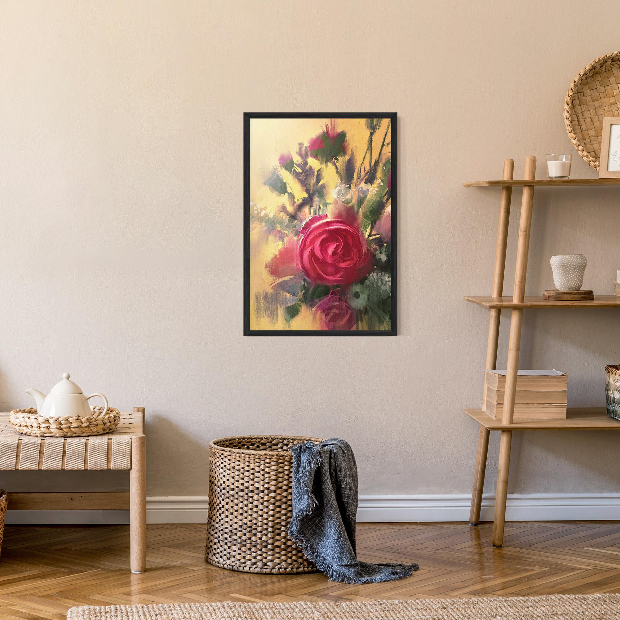 Gerahmte Poster Pink Rose Painting mockup 9
