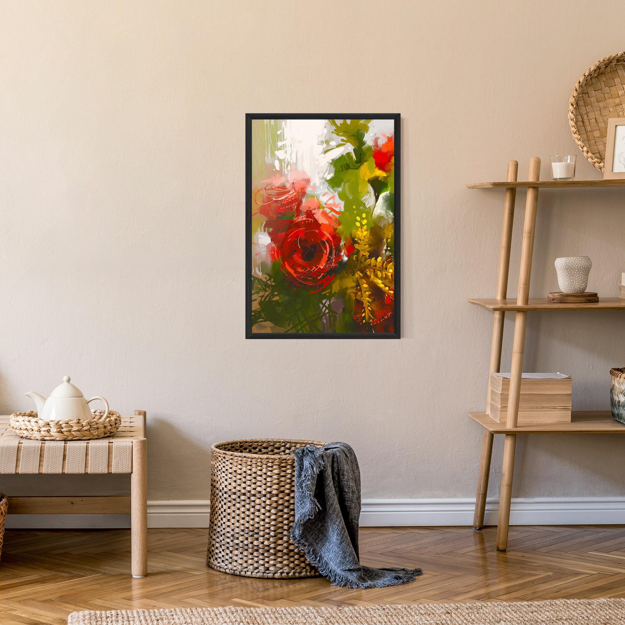 Gerahmte Poster Red Rose Painting mockup 9