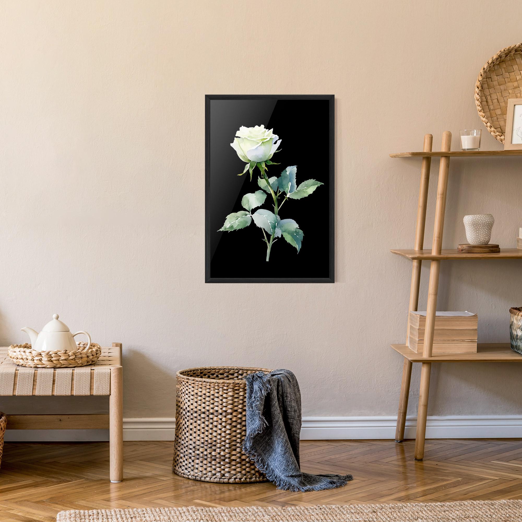 Gerahmte Poster White Rose mockup 9