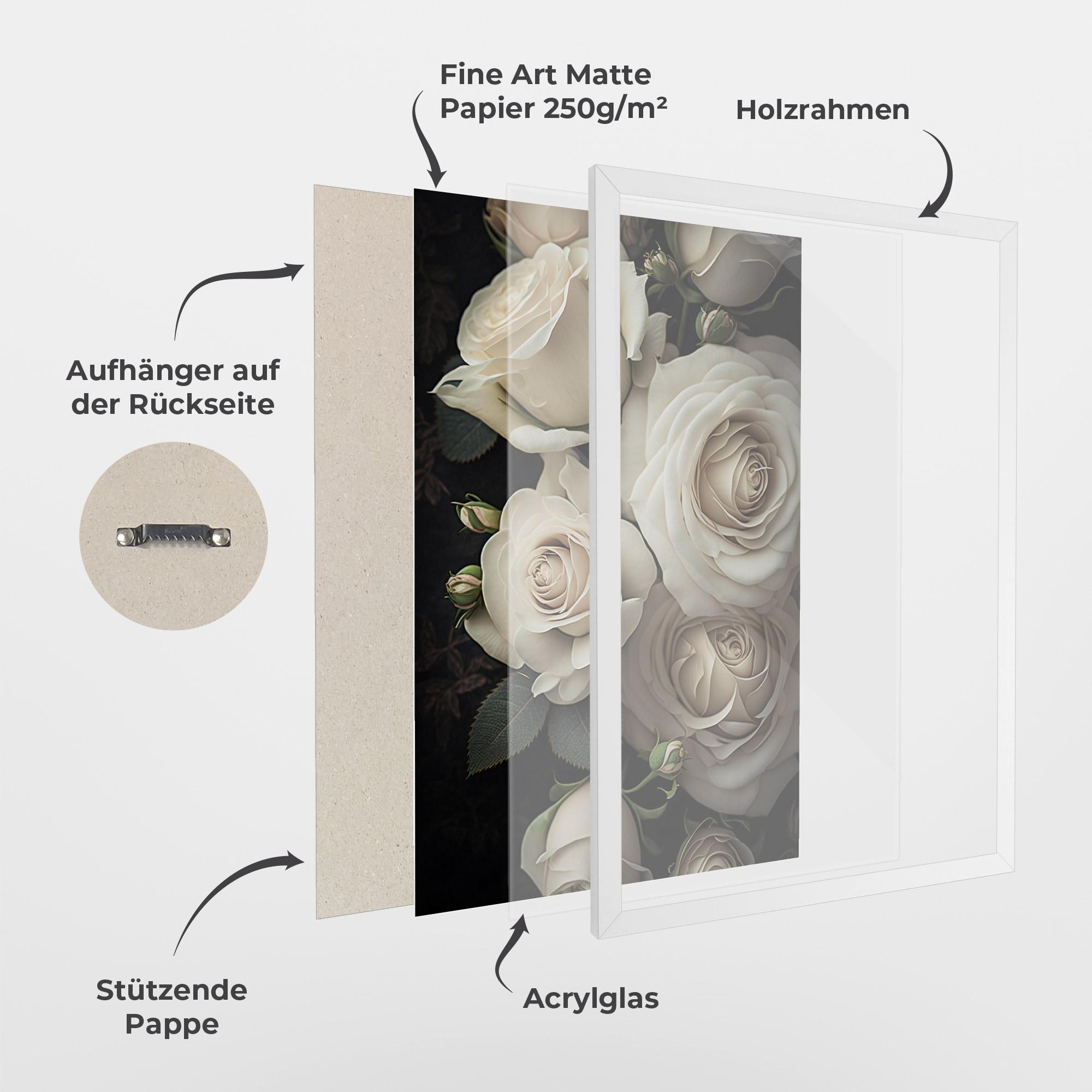 Gerahmte Poster Cream Roses Close Up mockup 1