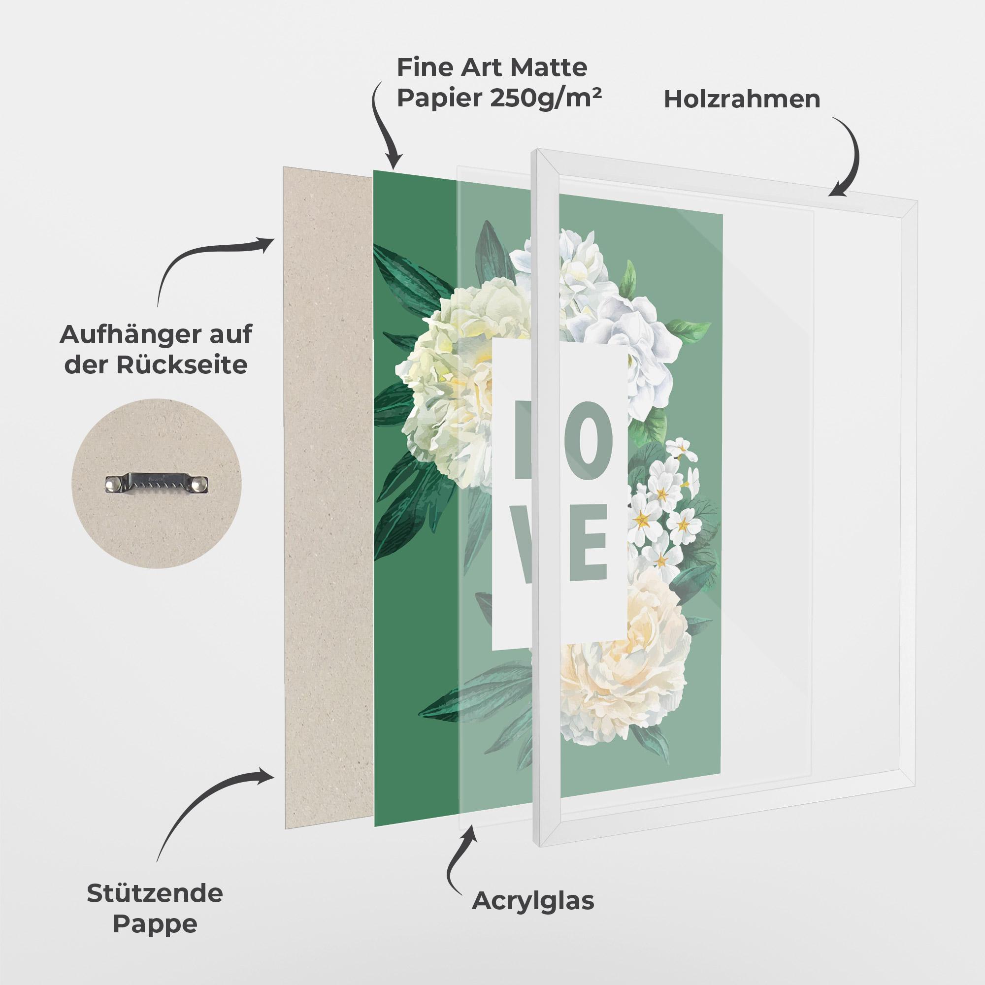 Gerahmte Poster Love Green Rose mockup 1