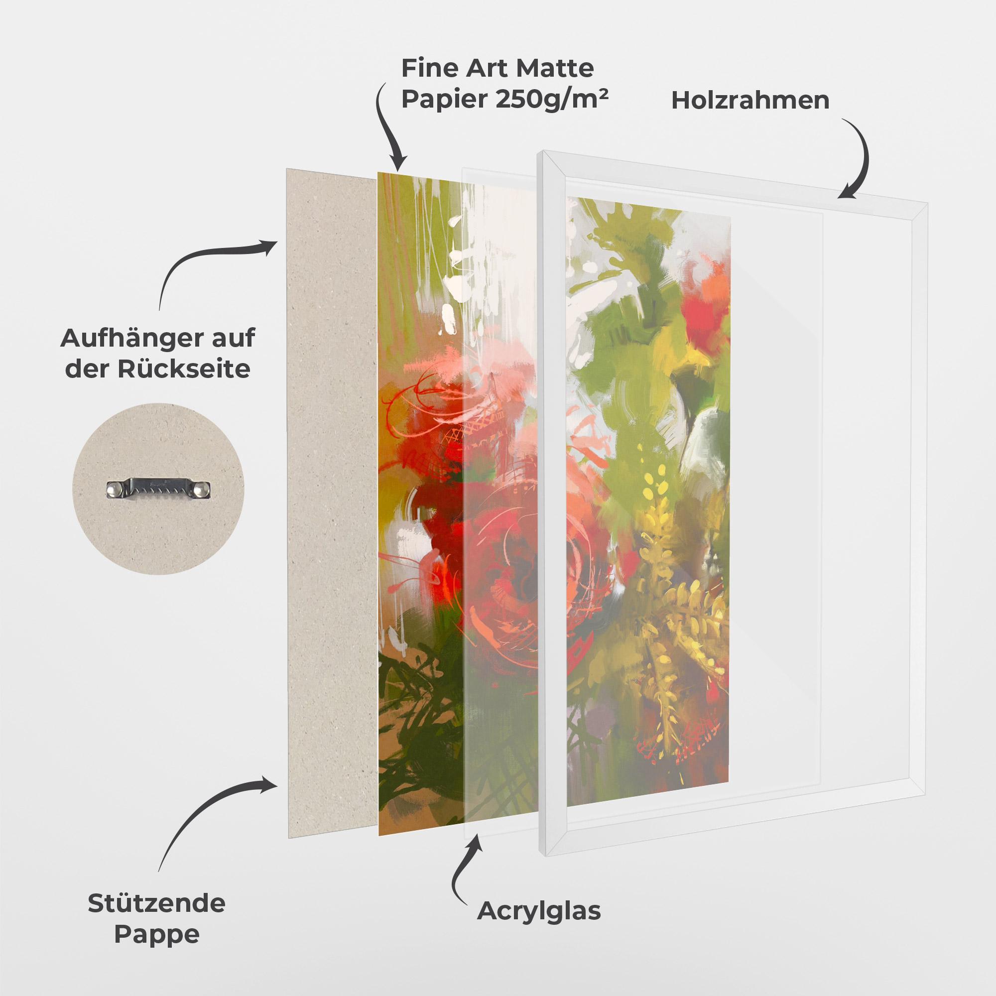 Gerahmte Poster Red Rose Painting mockup 1