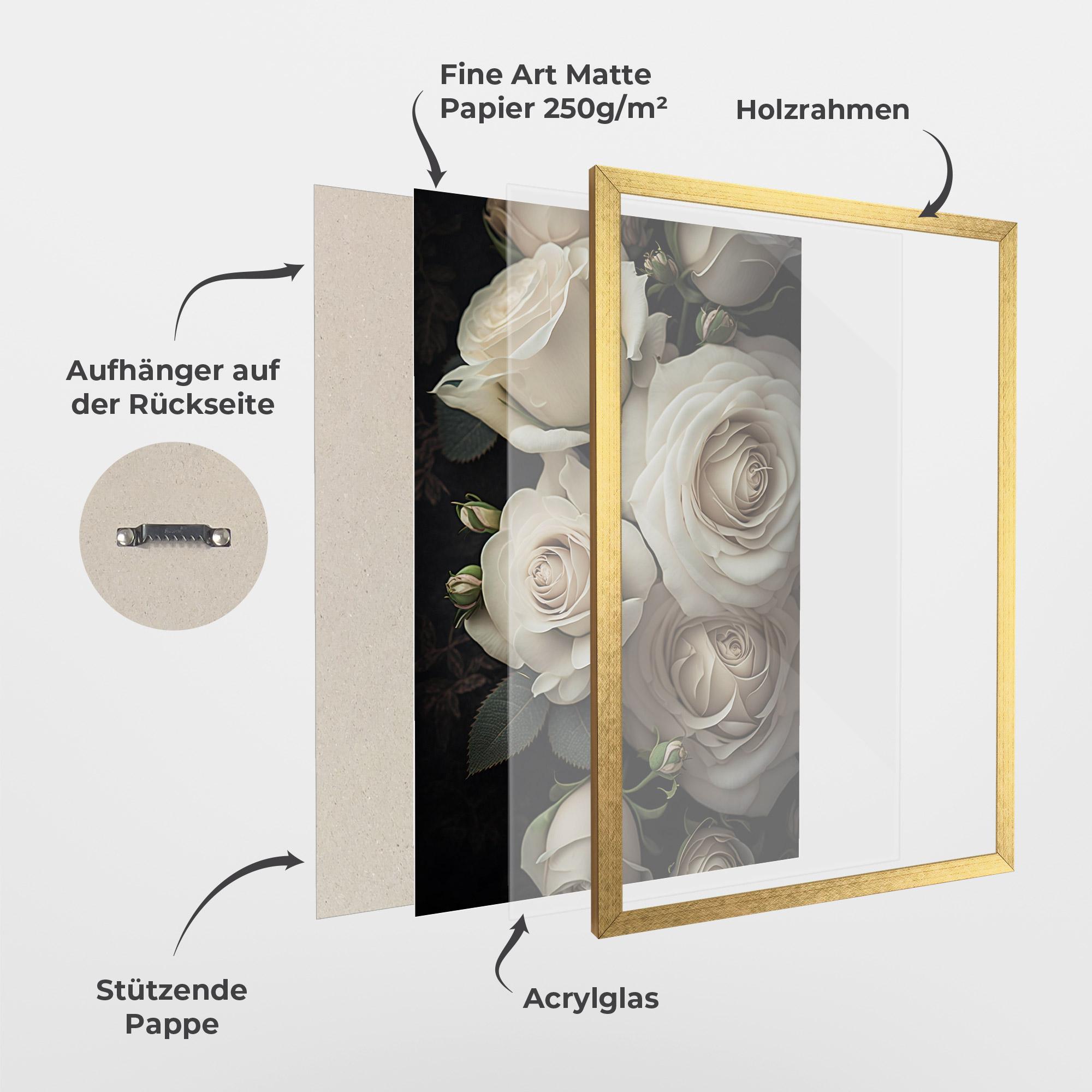 Gerahmte Poster Cream Roses Close Up mockup 1